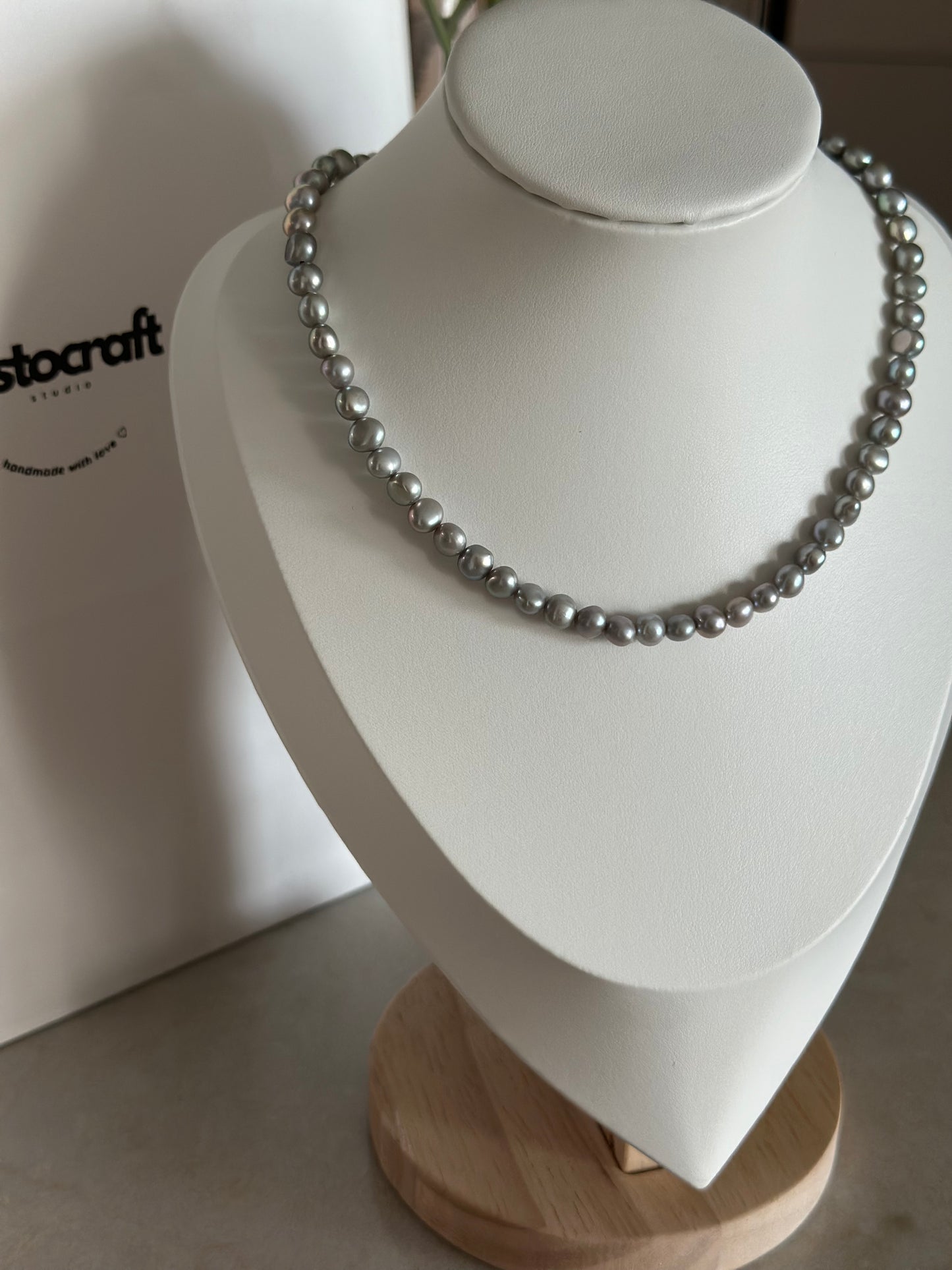 Perfectly Imperfect Grey Pearls Necklace