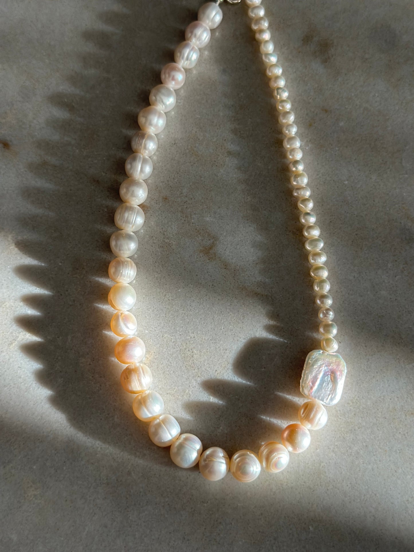 Minimalist side Pearl Necklace