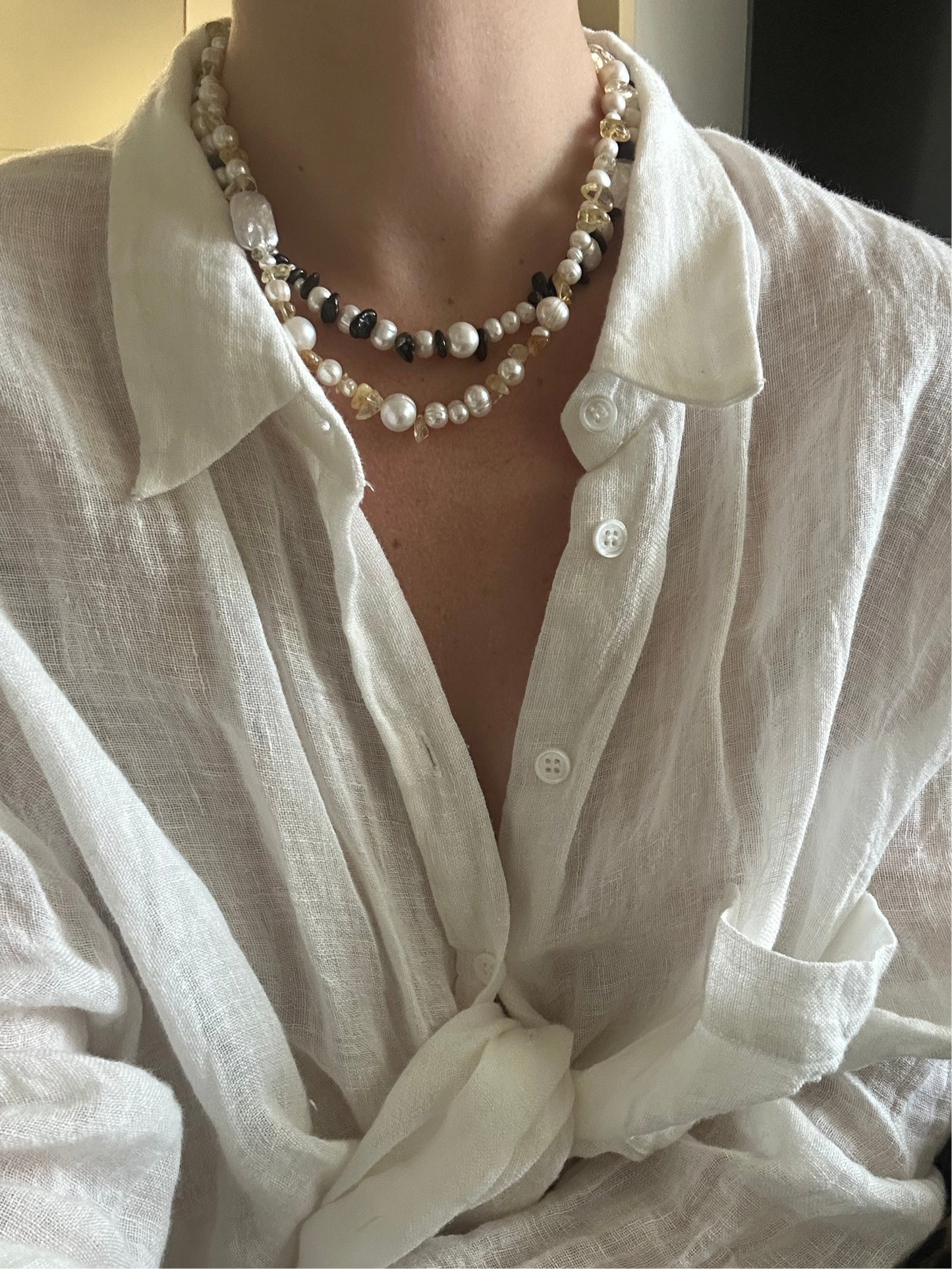 Citrine Pearl Necklace