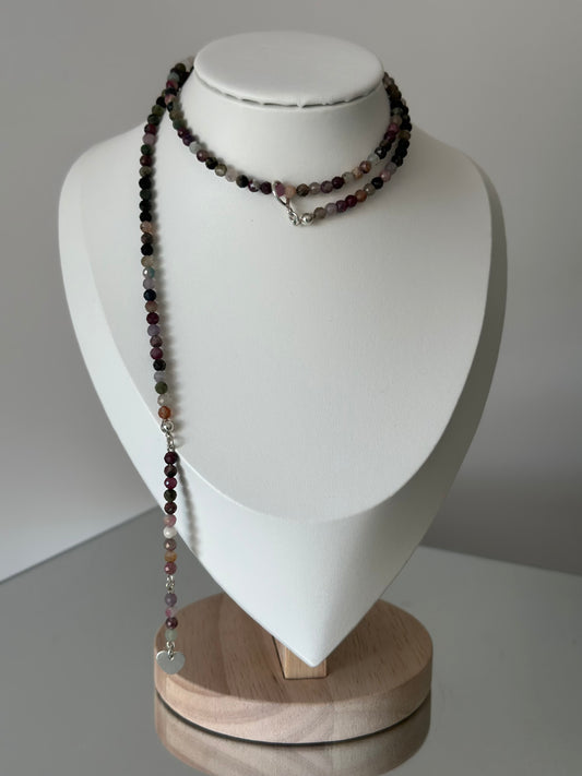 Colier lung Turmalina cu charm inima