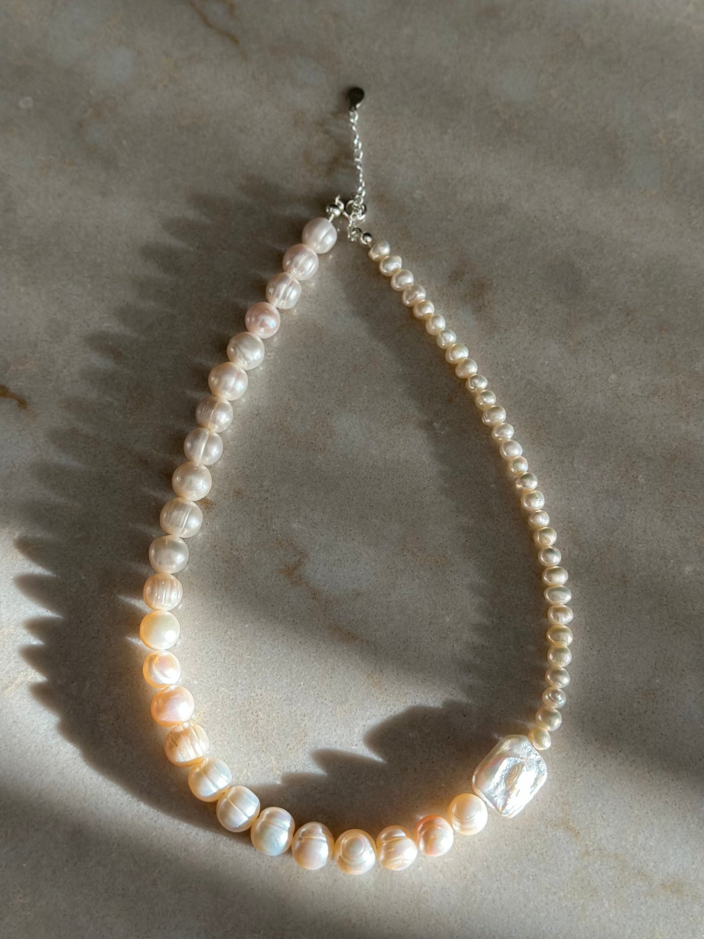 Minimalist side Pearl Necklace