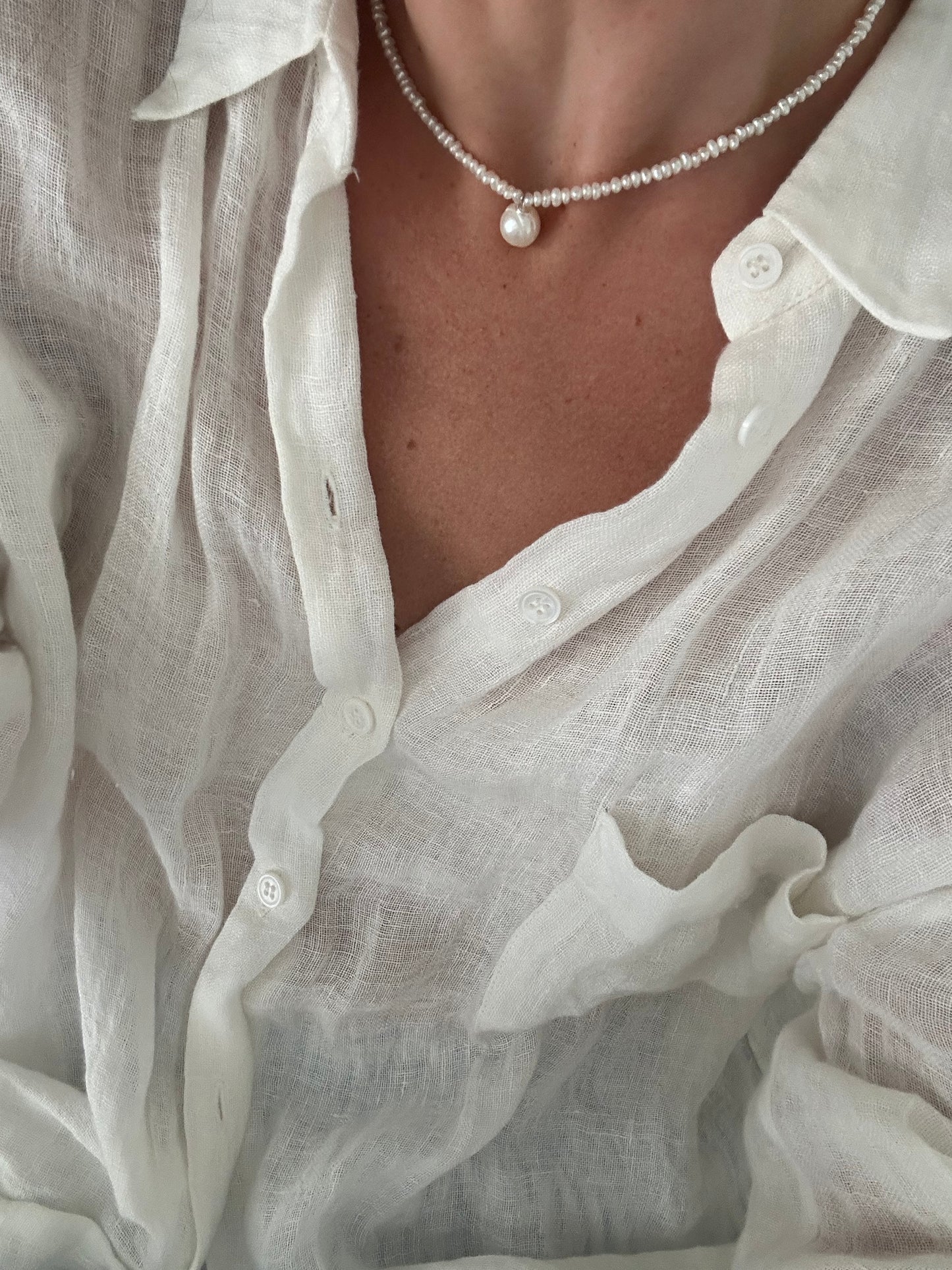 Soft Baby Pearl Charm Necklace