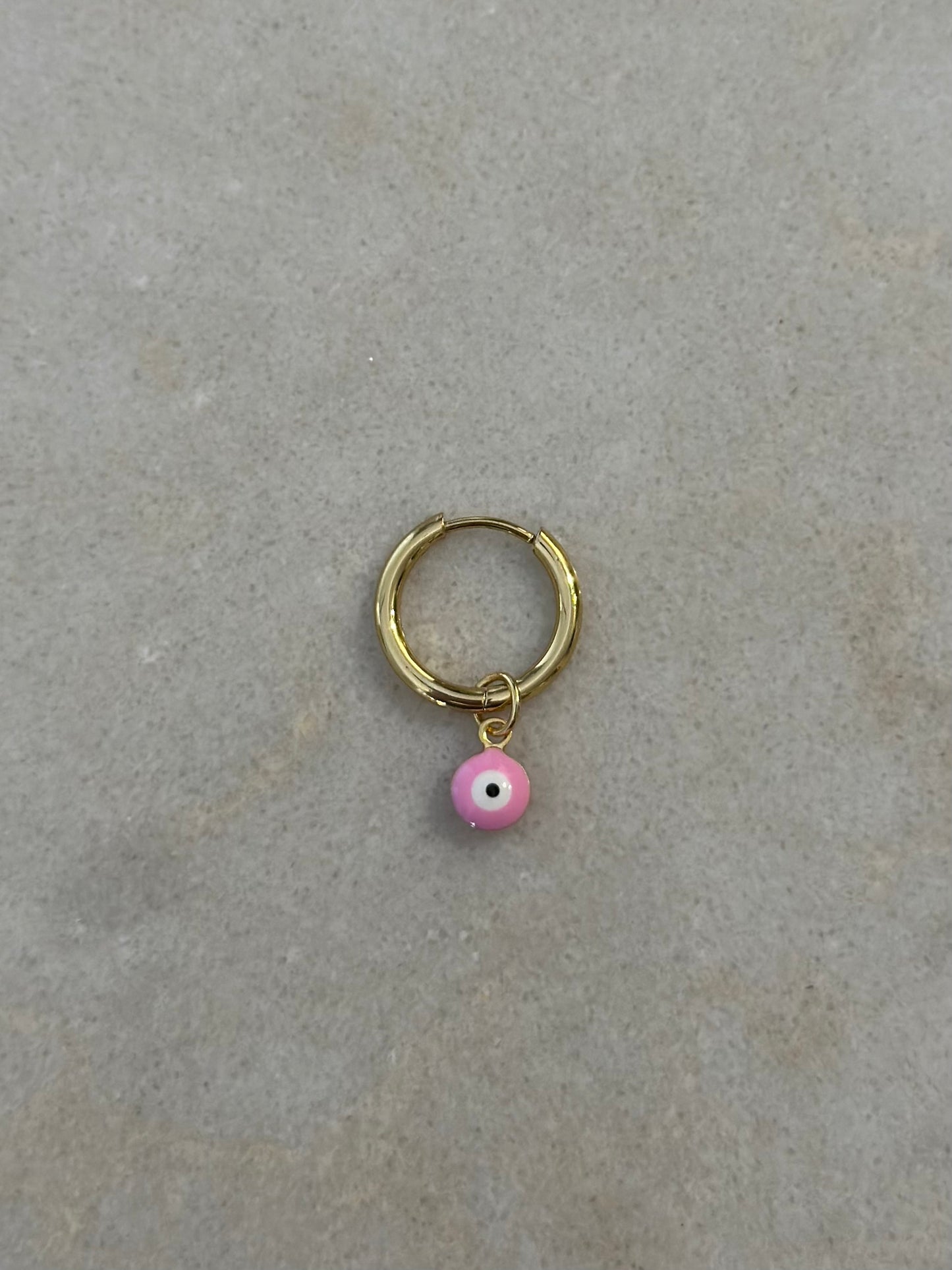 Pink Evil Eye Charm Earring