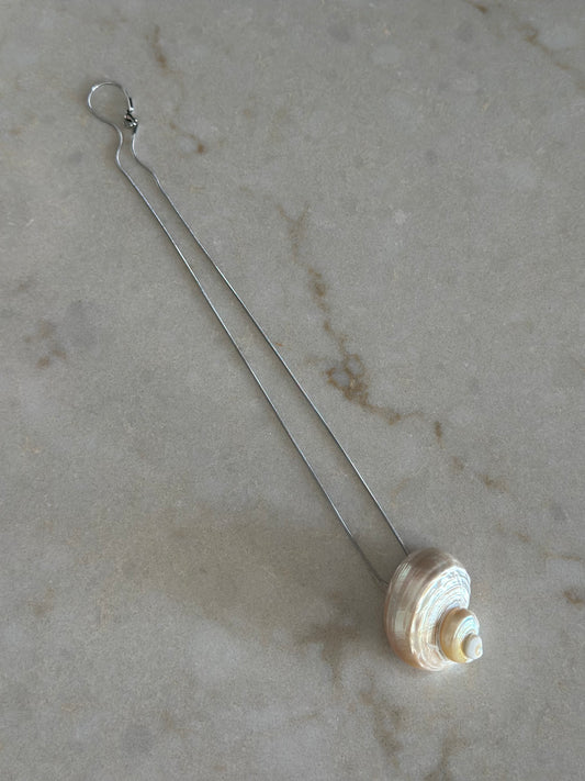 Colier cu scoica cochilie alba silver/gold