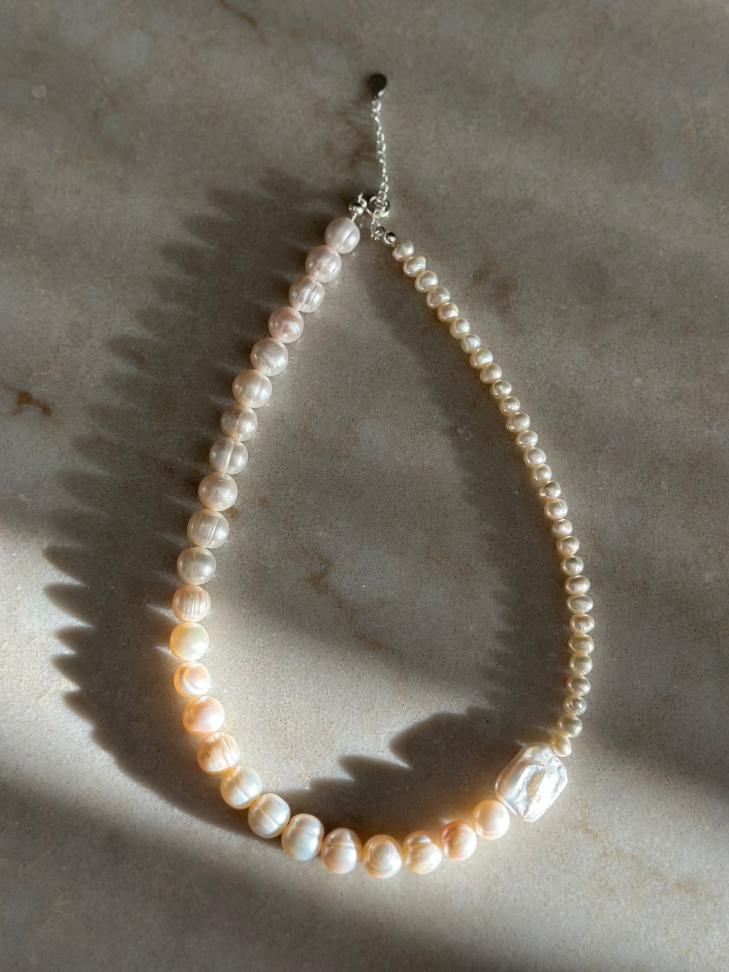 Minimalist side Pearl Necklace