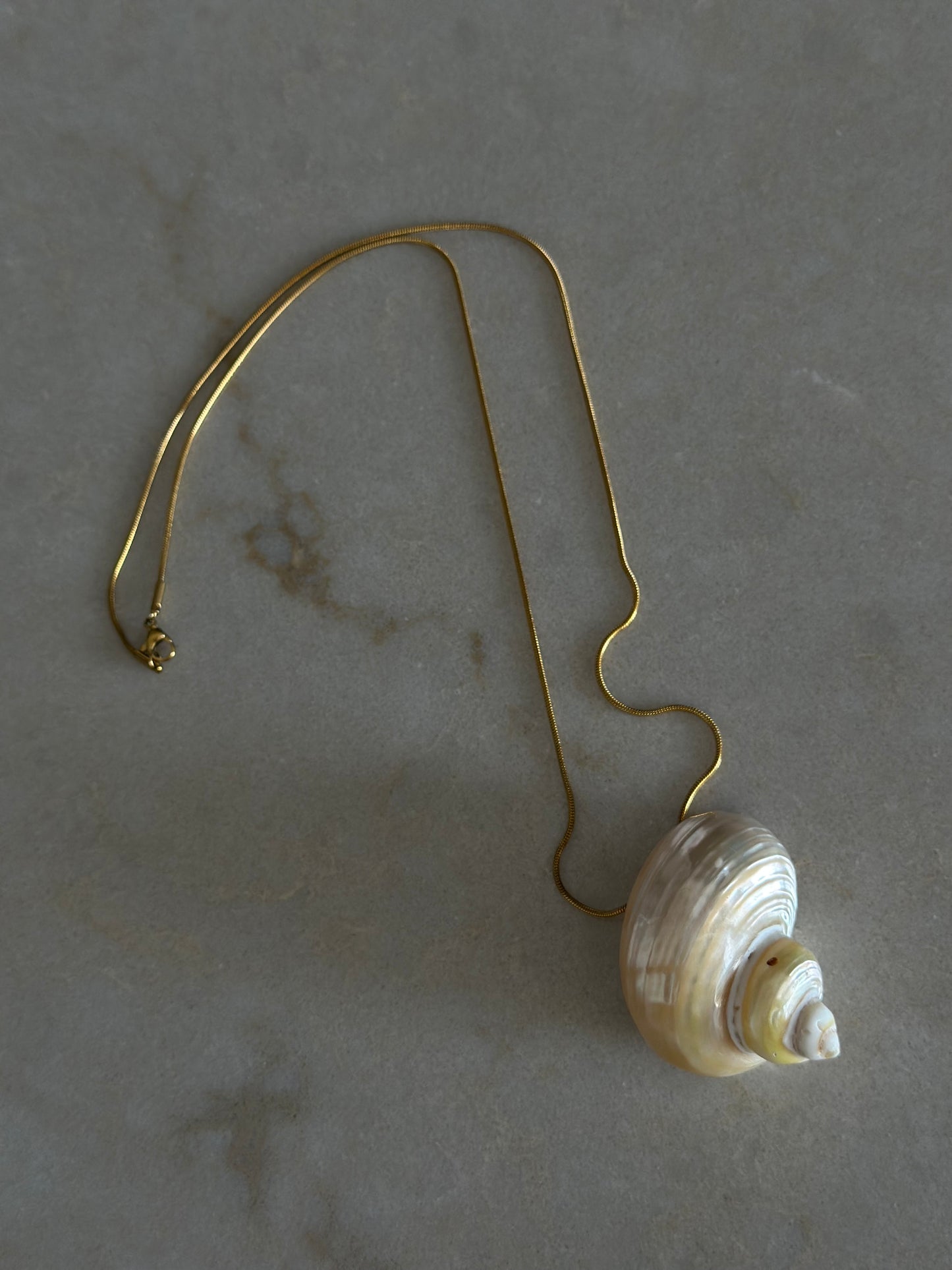 Colier cu scoica cochilie alba silver/gold