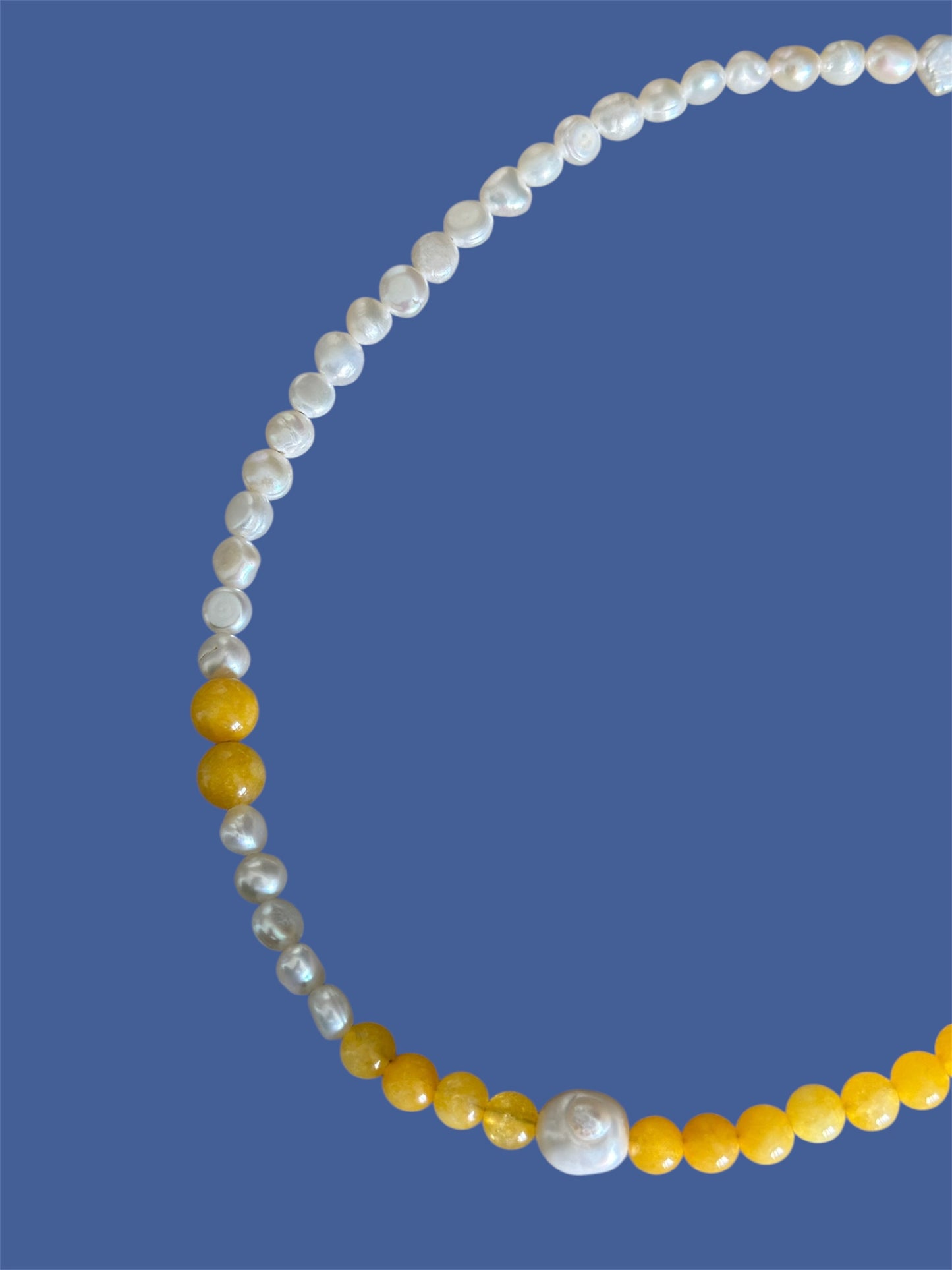 Yellow Jade Pearl Necklace