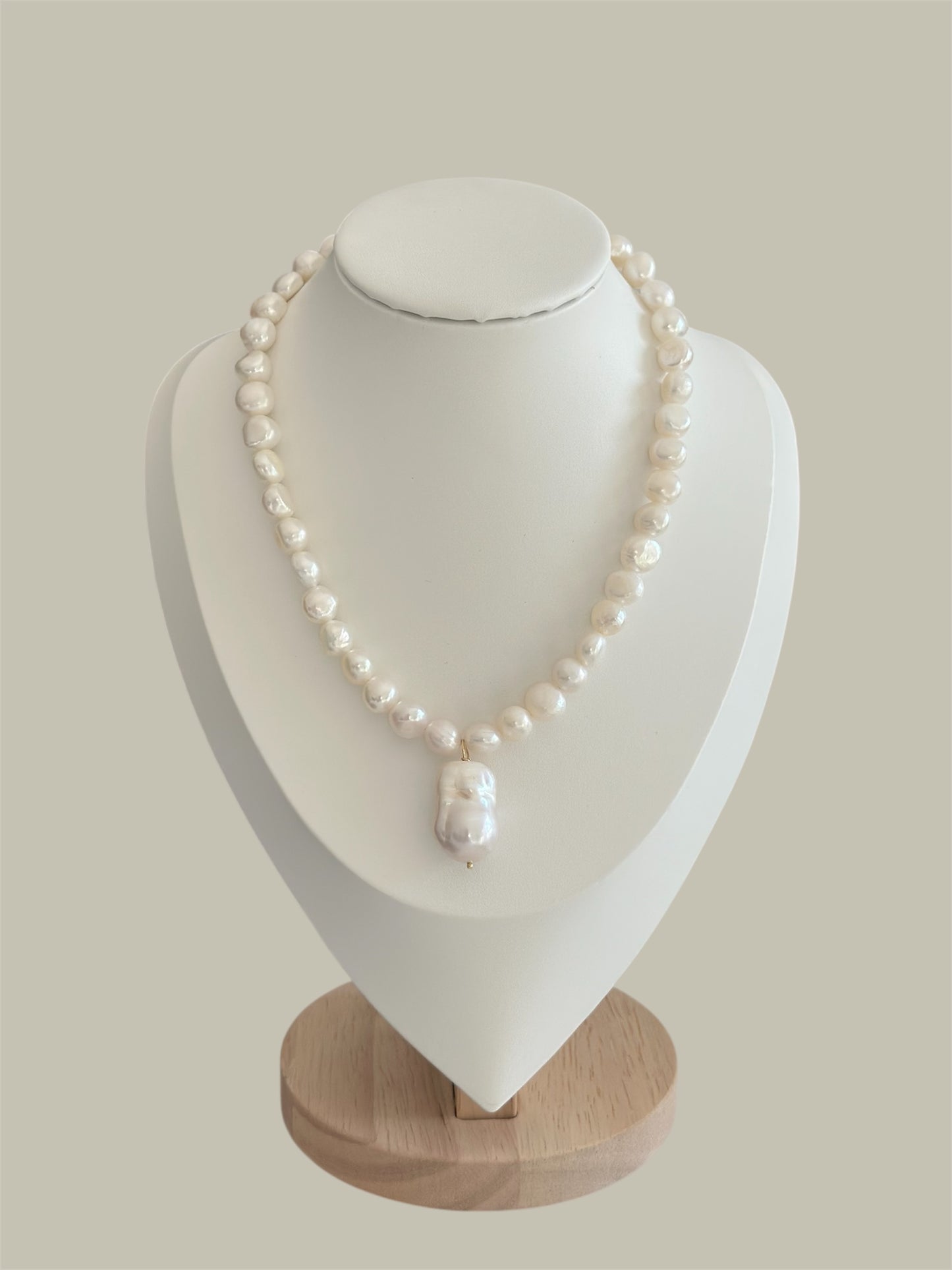 Bold Flat Pearl Chain with Baroque Pearl Charm