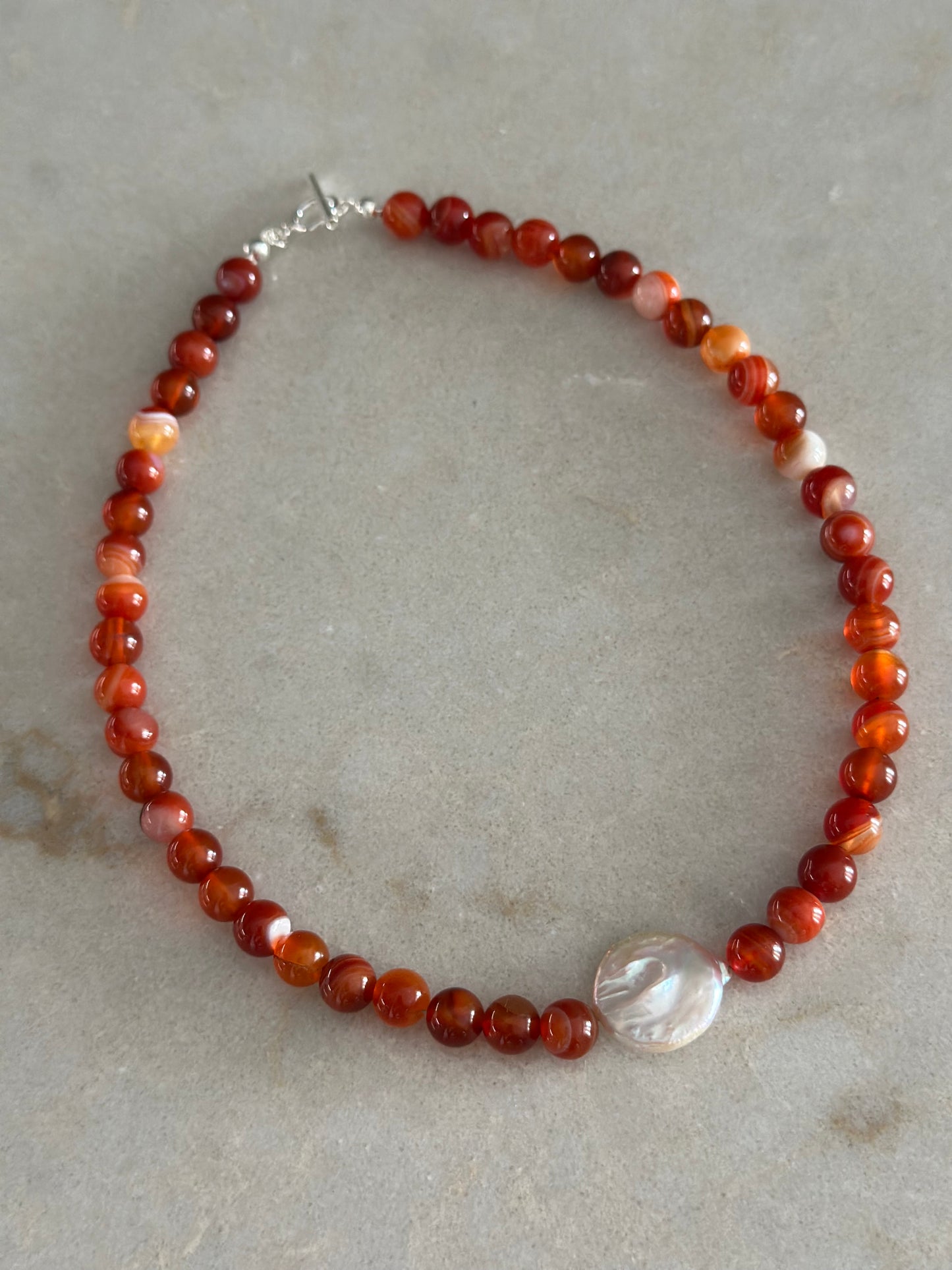 Autumn Pearl Necklace (Red)