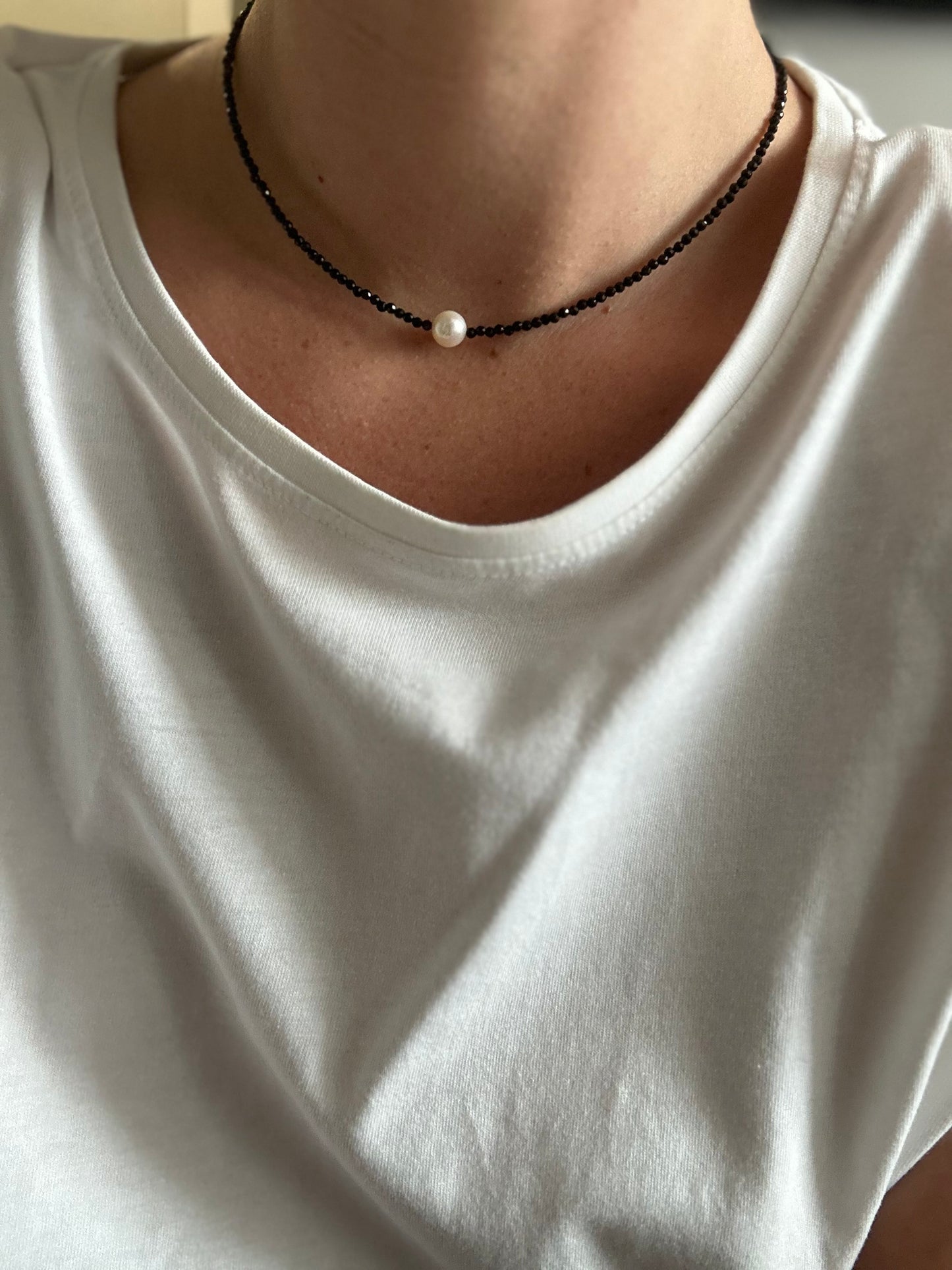 Colier turmalina cu charm perla