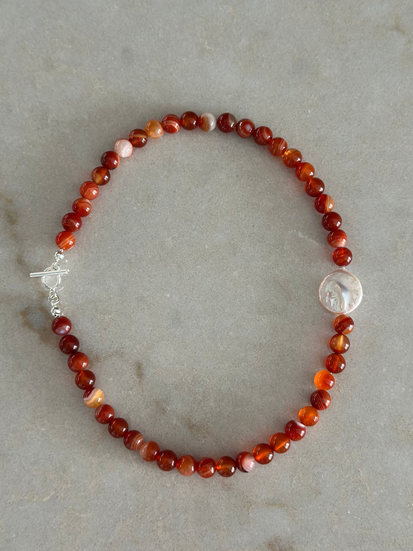 Autumn Pearl Necklace (Red)