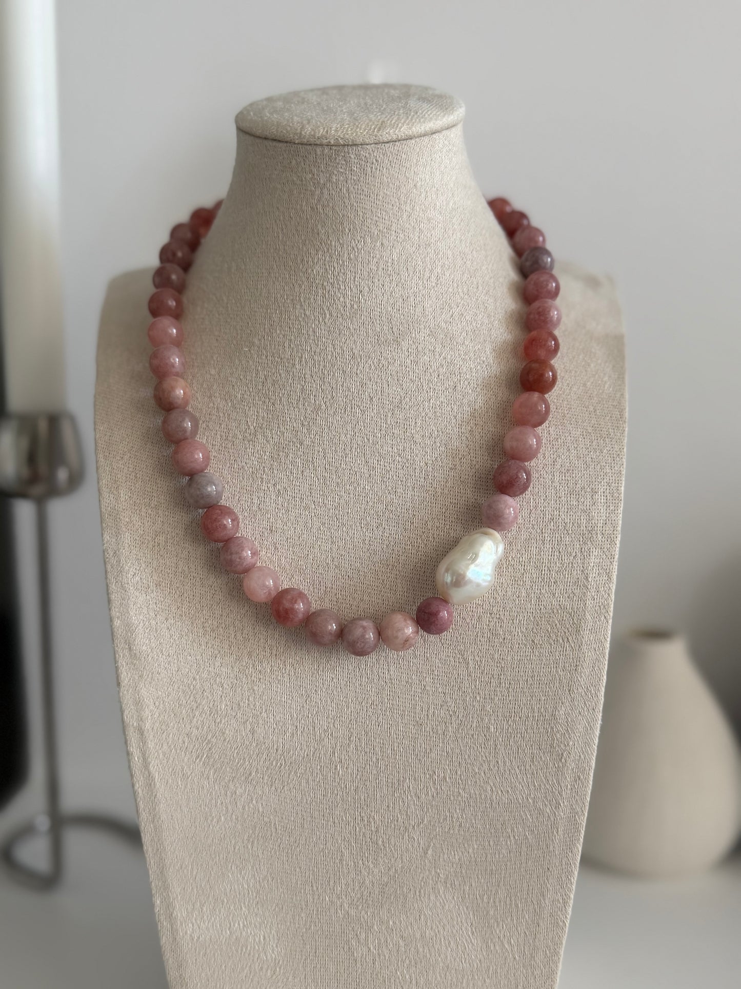 Milky Pink Baroque Pearl Necklace