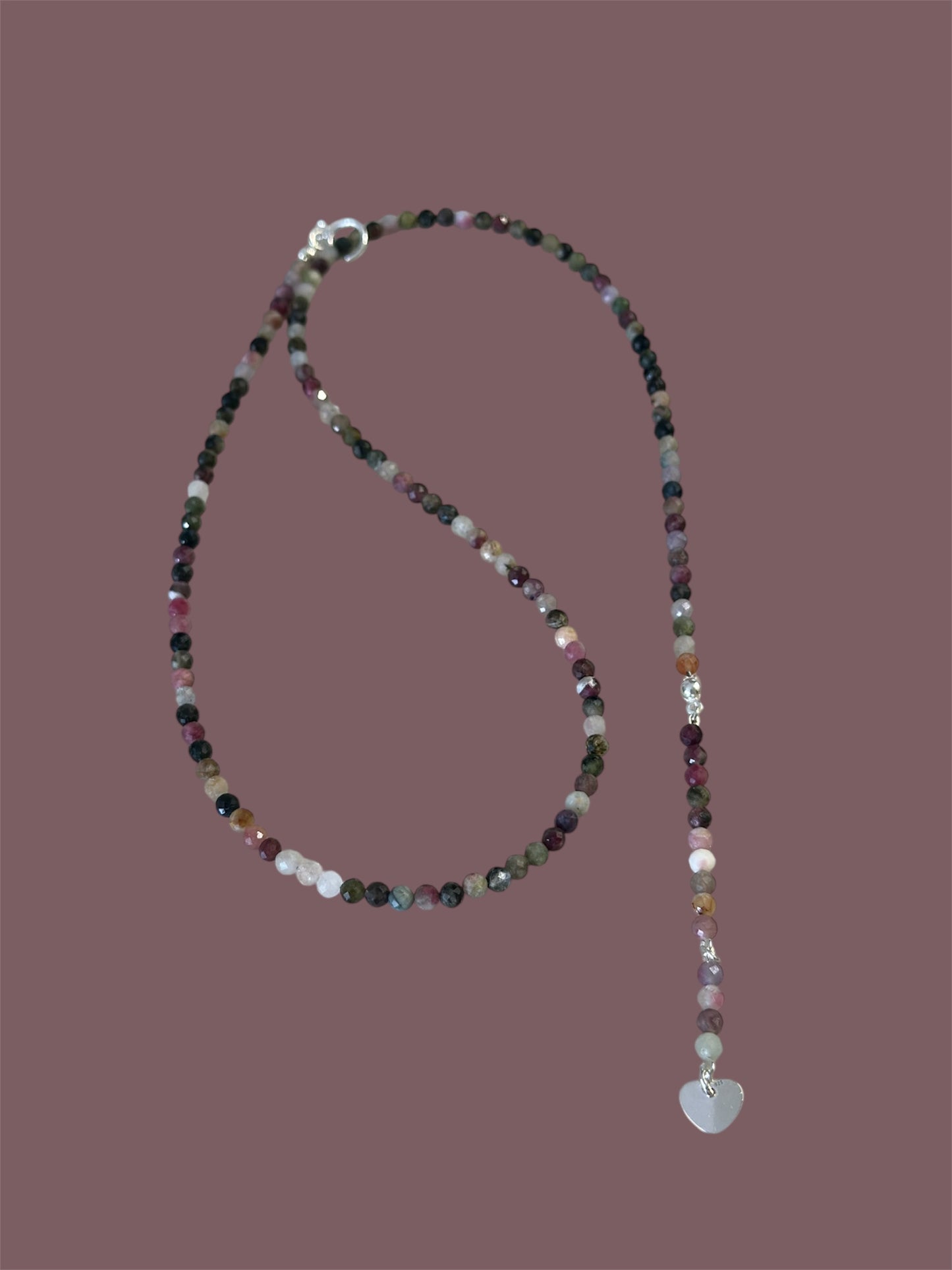 Colier lung Turmalina cu charm inima