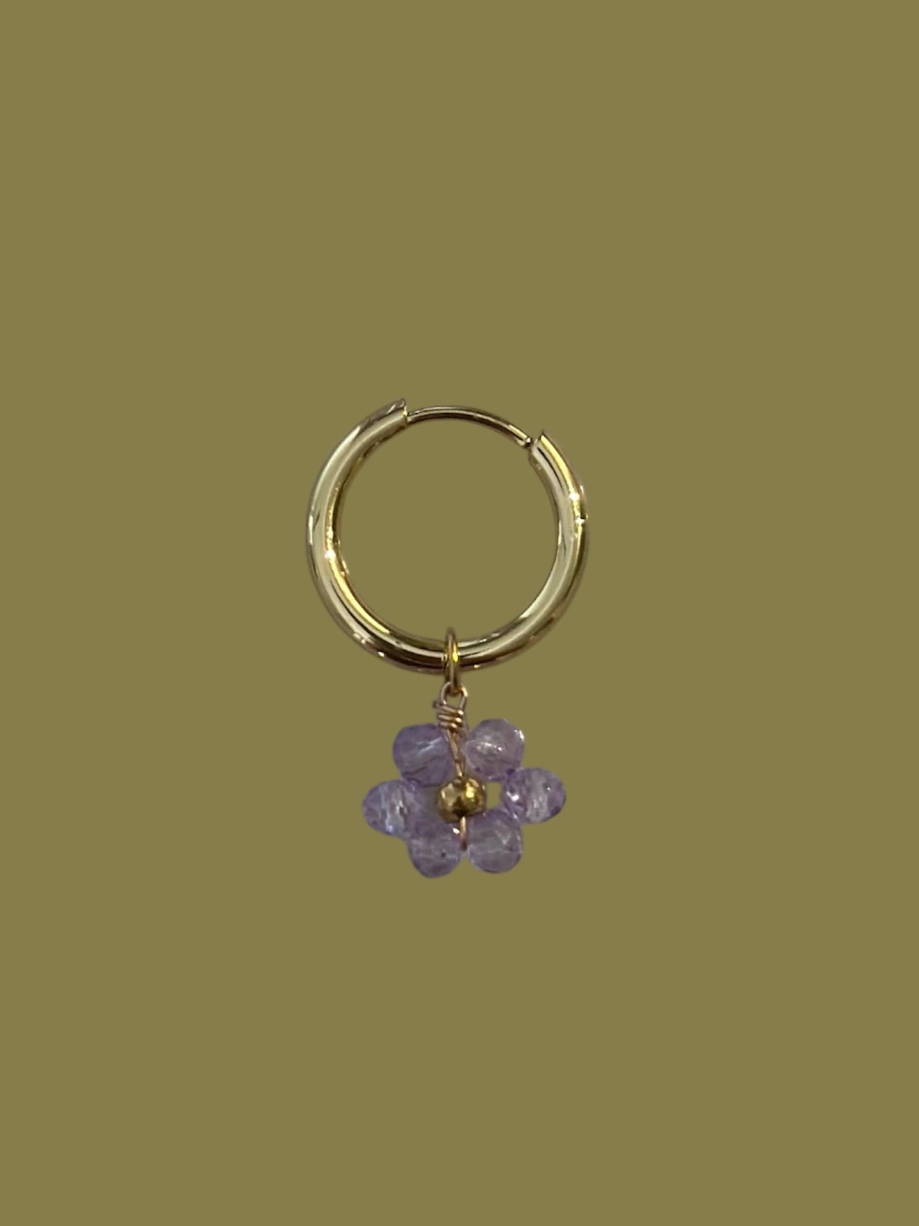 Purple Flower Charm Earring