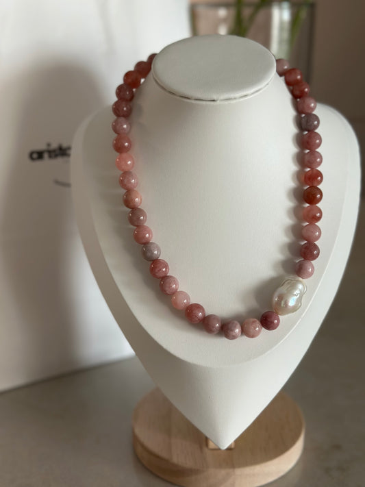 Milky Pink Baroque Pearl Necklace