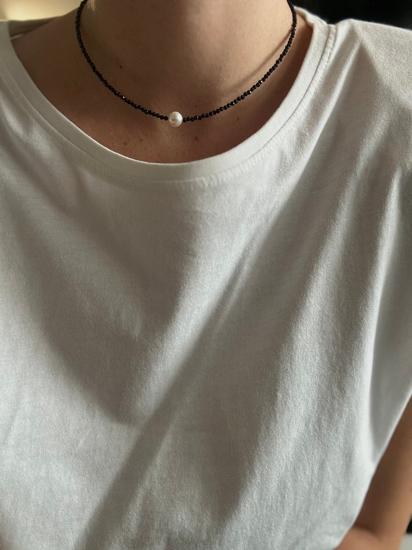 Colier turmalina cu charm perla