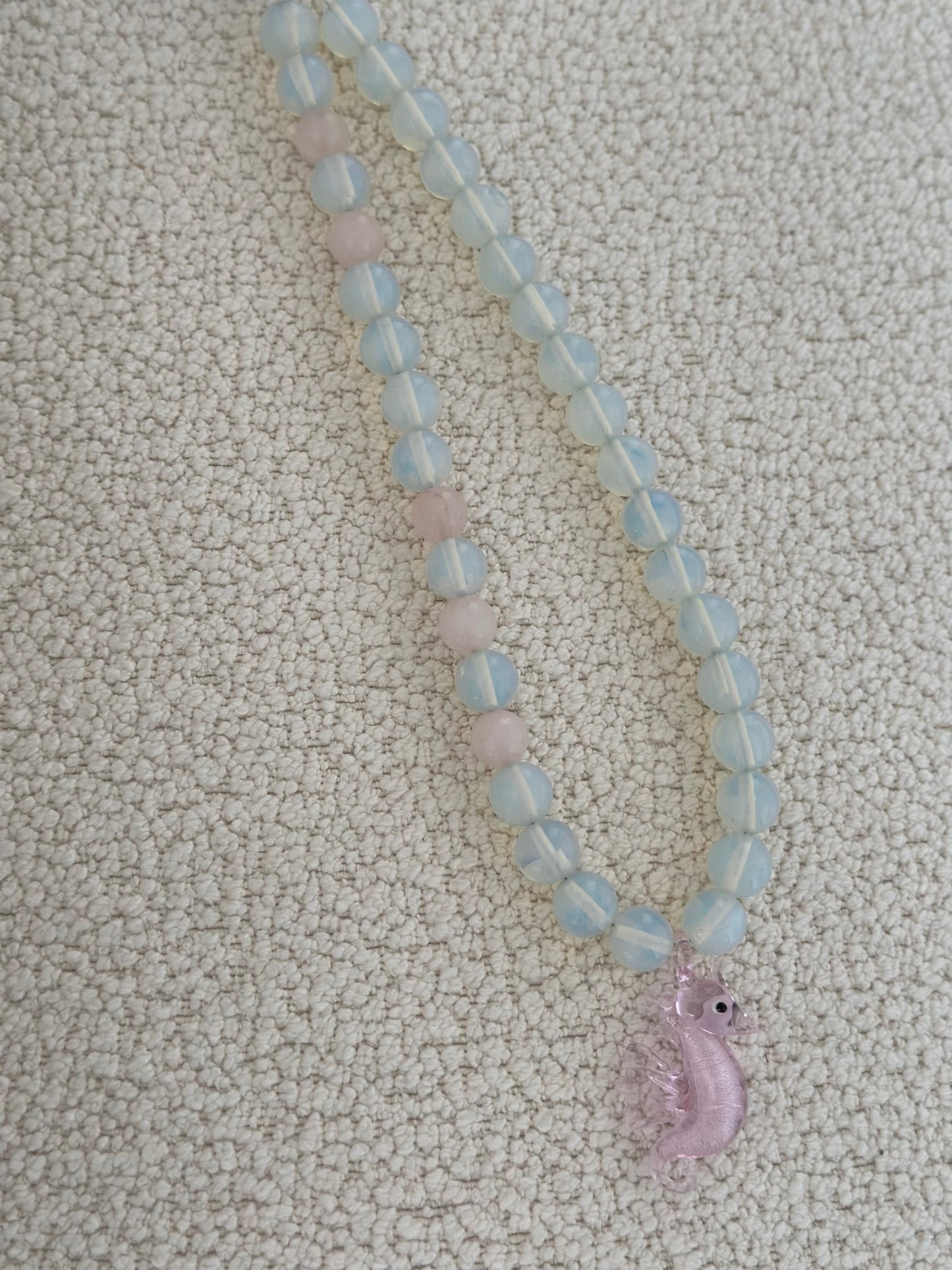 Pink Seahorse Opalite Necklace