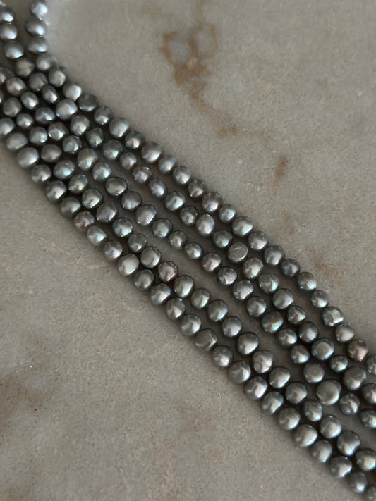 Perfectly Imperfect Grey Pearls Necklace