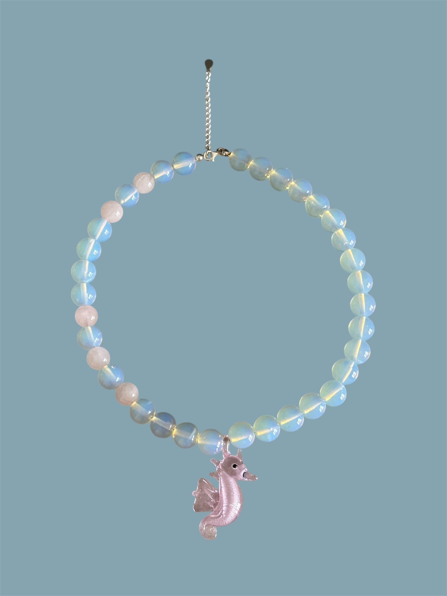 Pink Seahorse Opalite Necklace