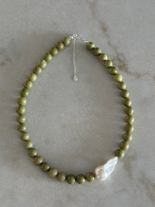 Matcha Baroque Pearl Necklace