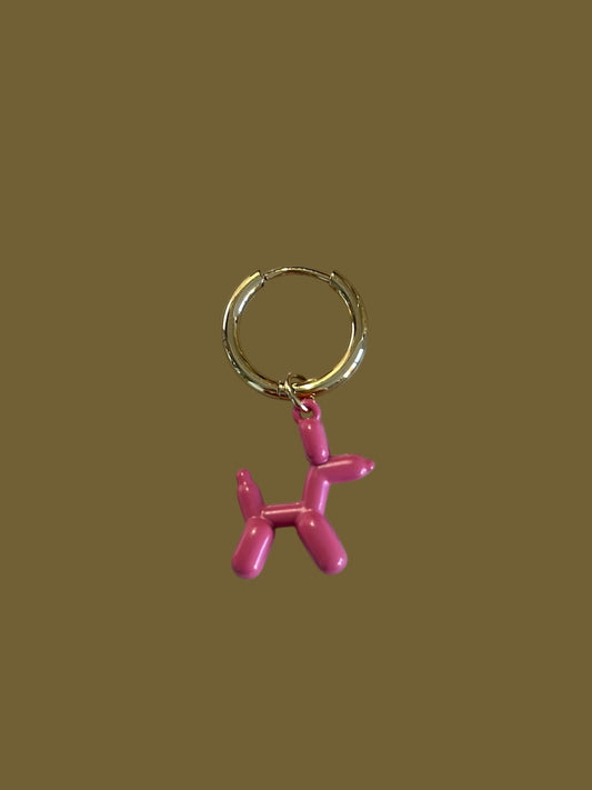 Pink Balloon Dog Earring