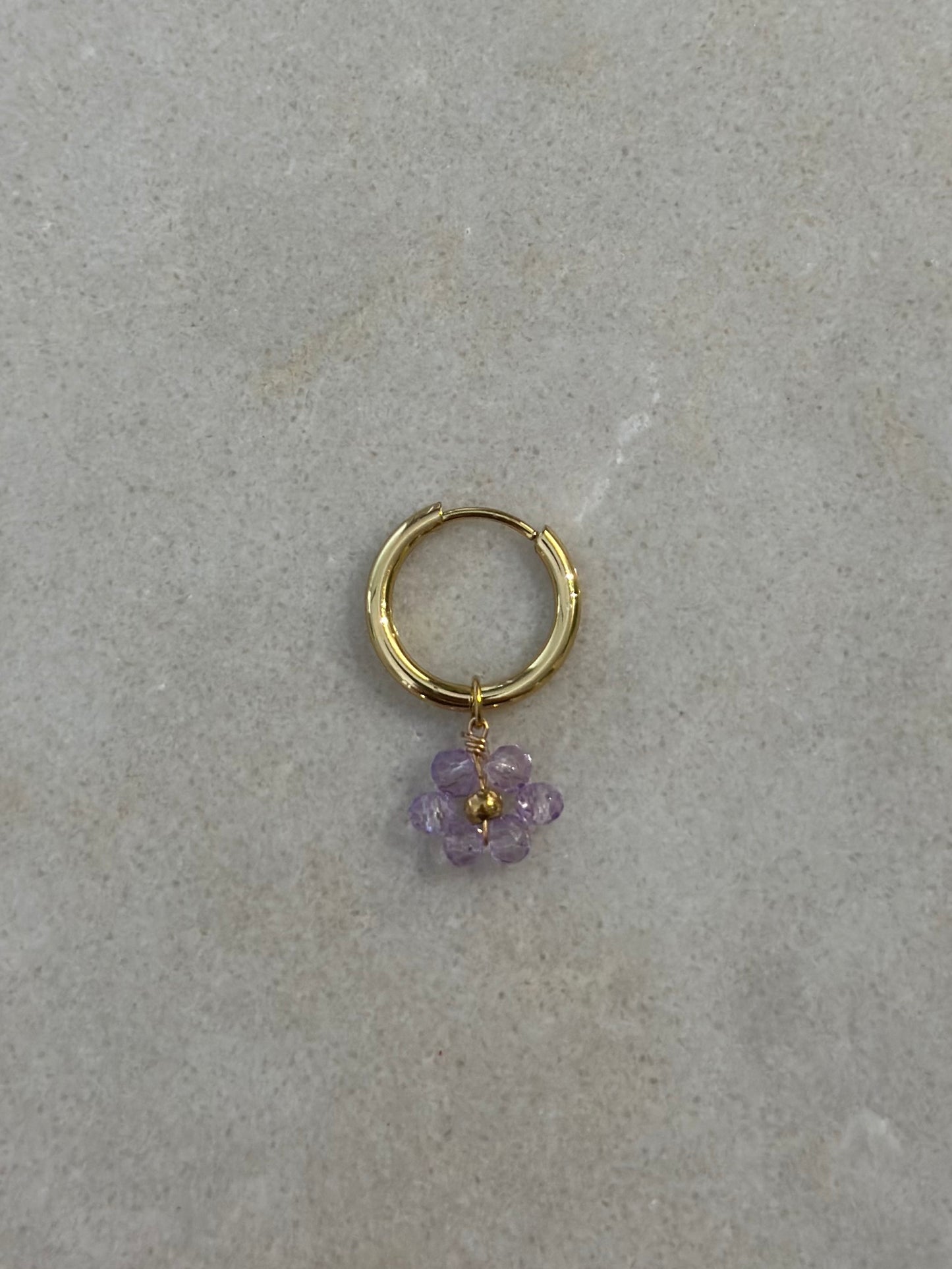 Purple Flower Charm Earring