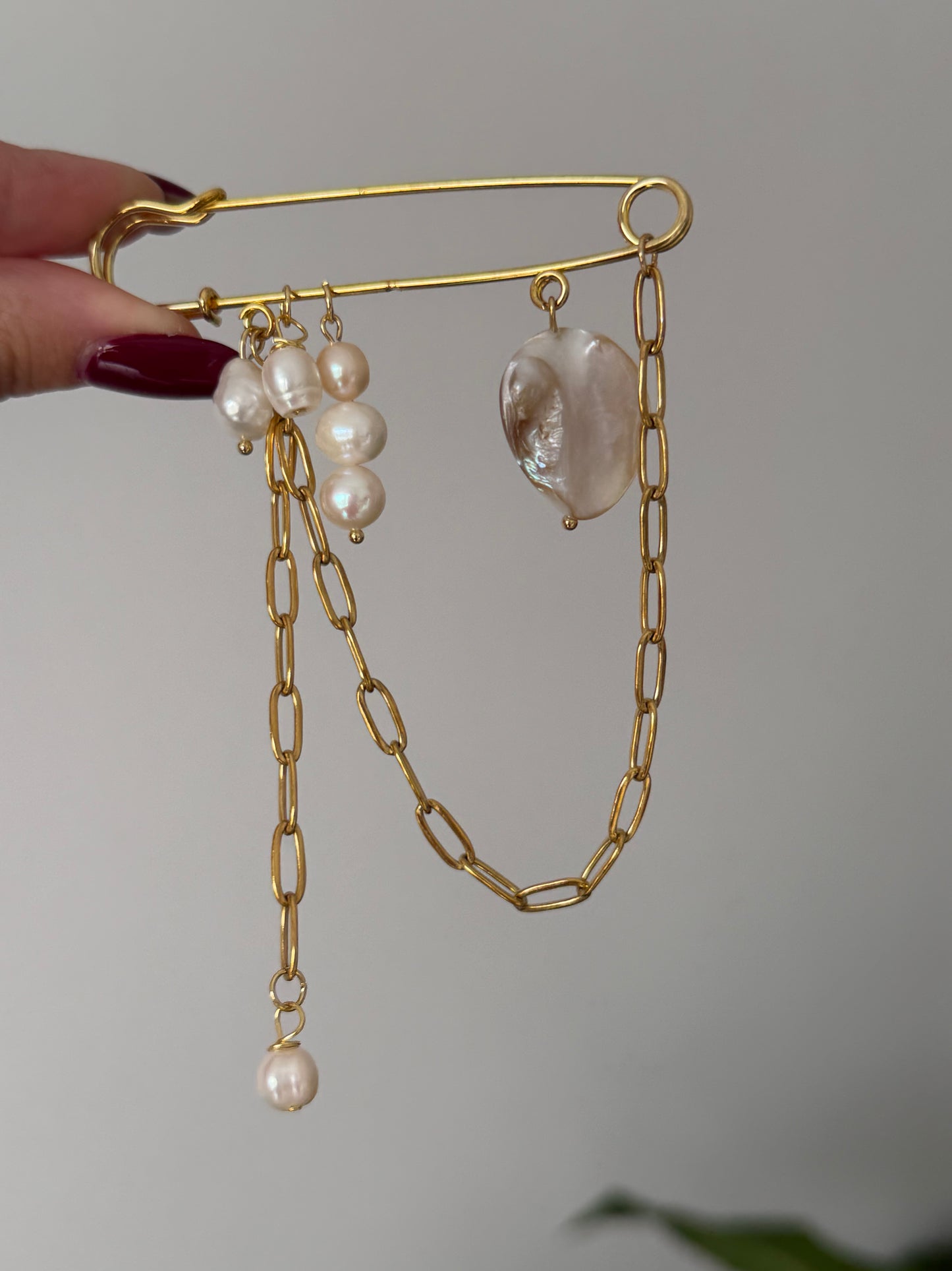 Multicharm Pearl Brooch