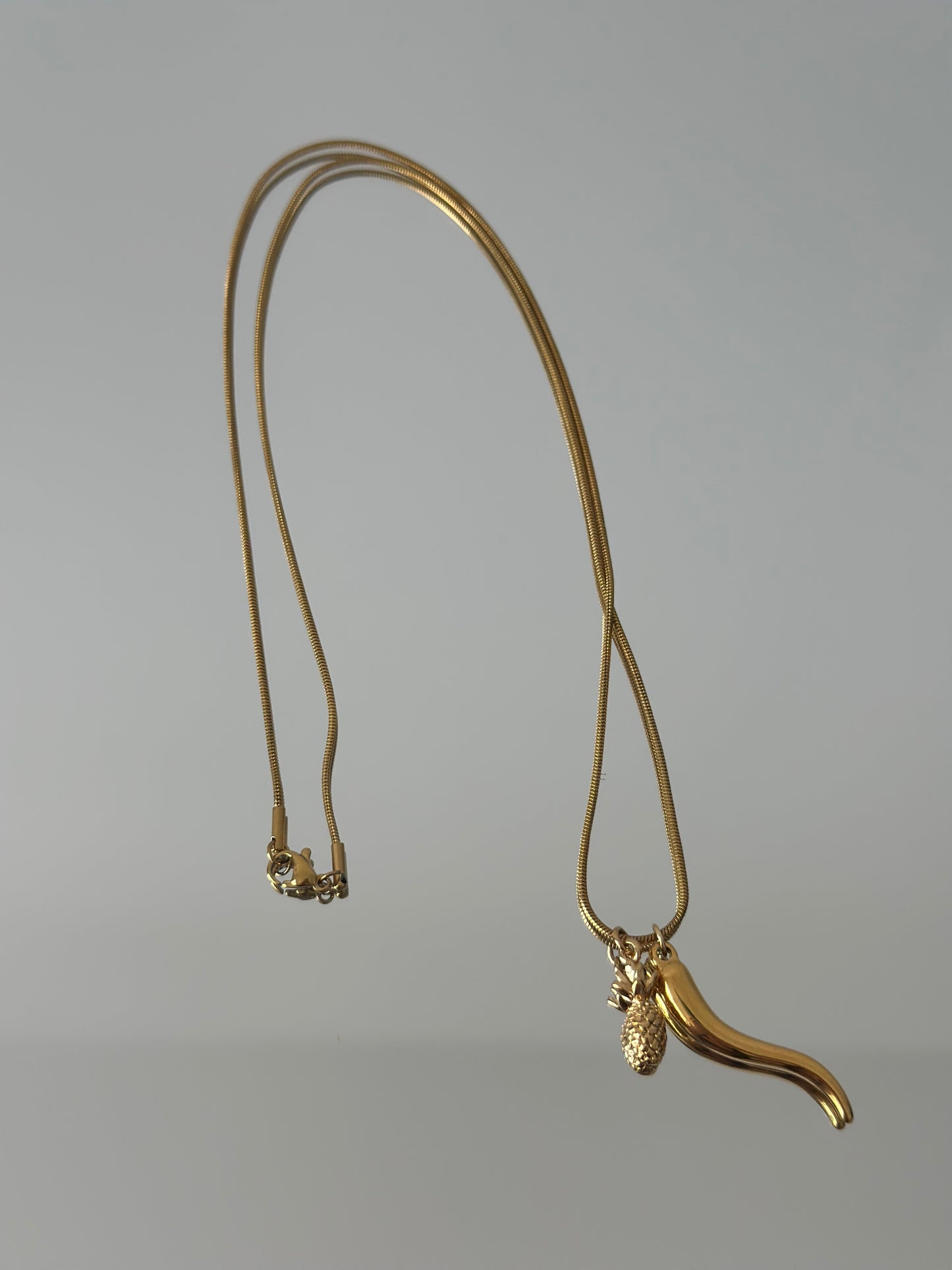 Gold chilli + Pineapple Charm Chain