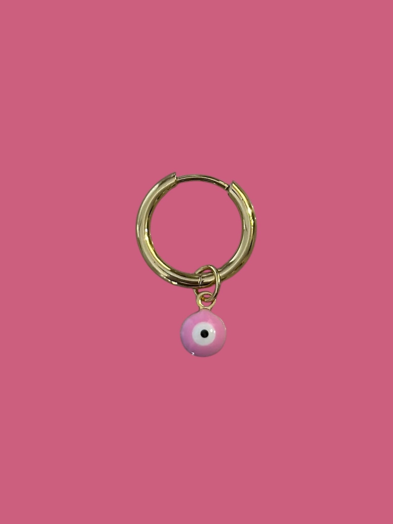Pink Evil Eye Charm Earring