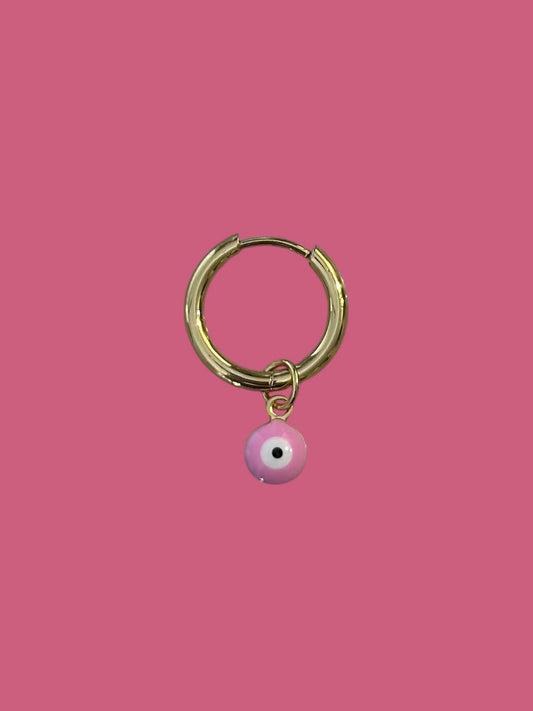 Pink Evil Eye Charm Earring