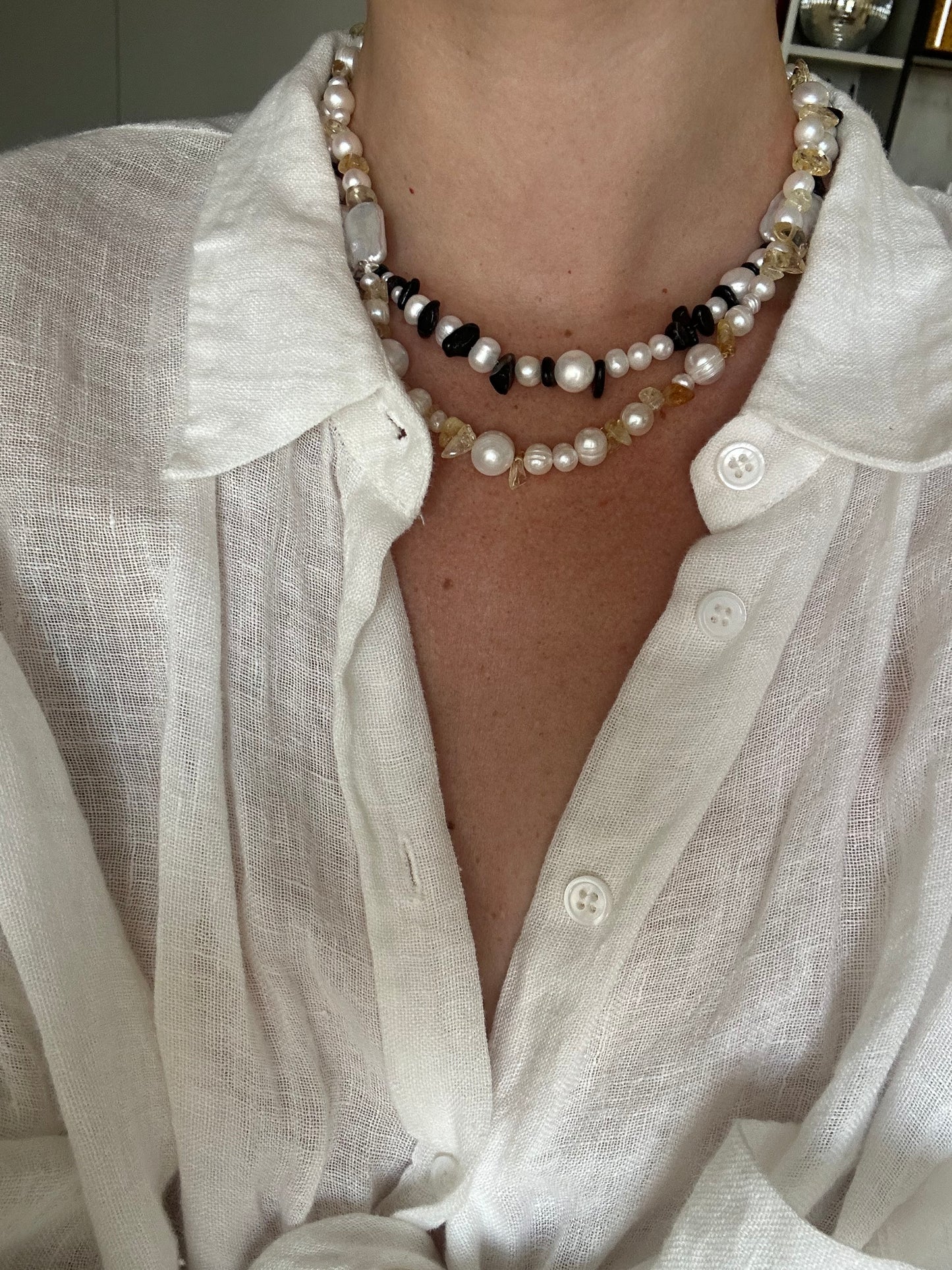 Citrine Pearl Necklace