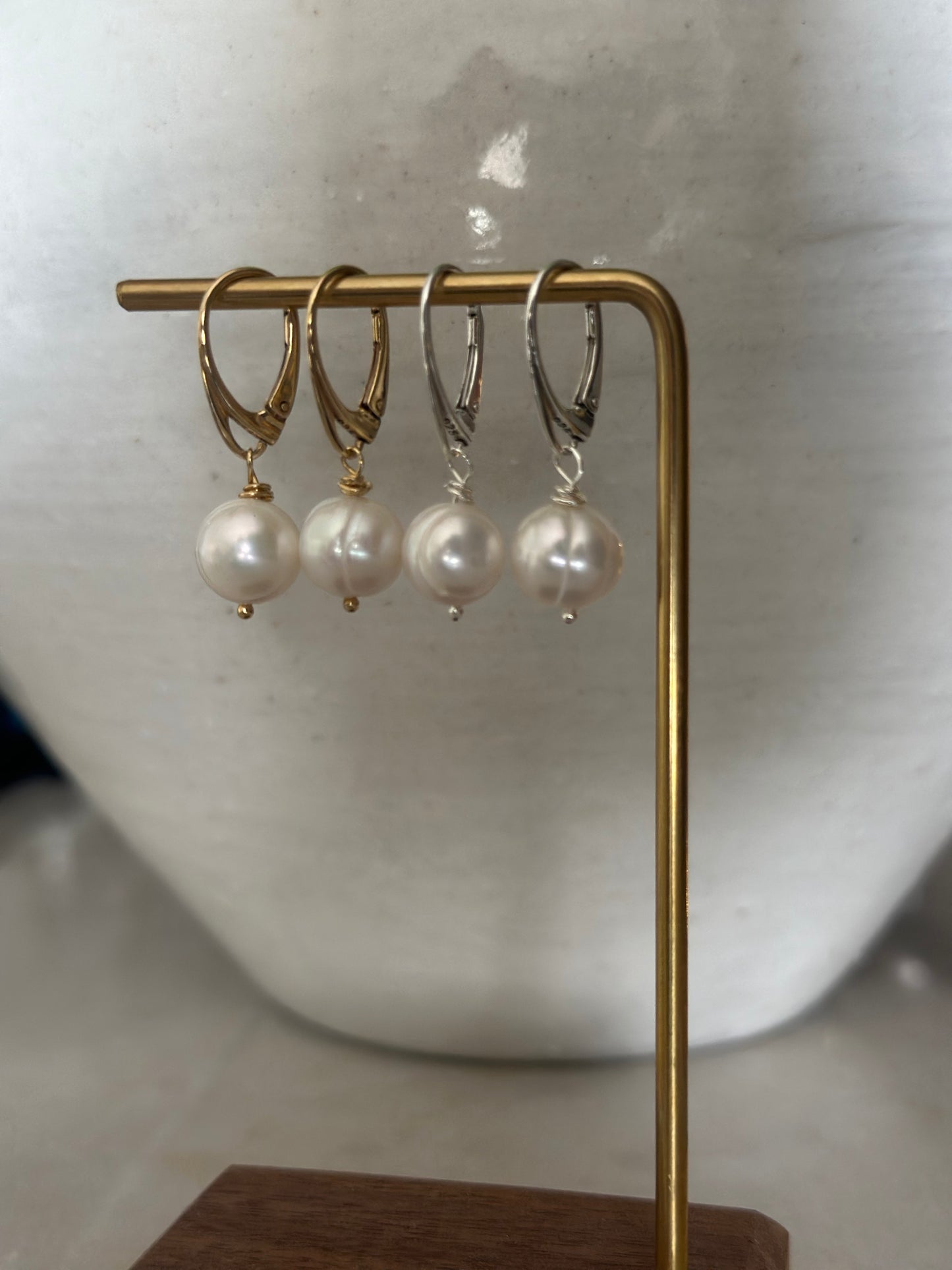 Bold Pearl Earrings (Silver)
