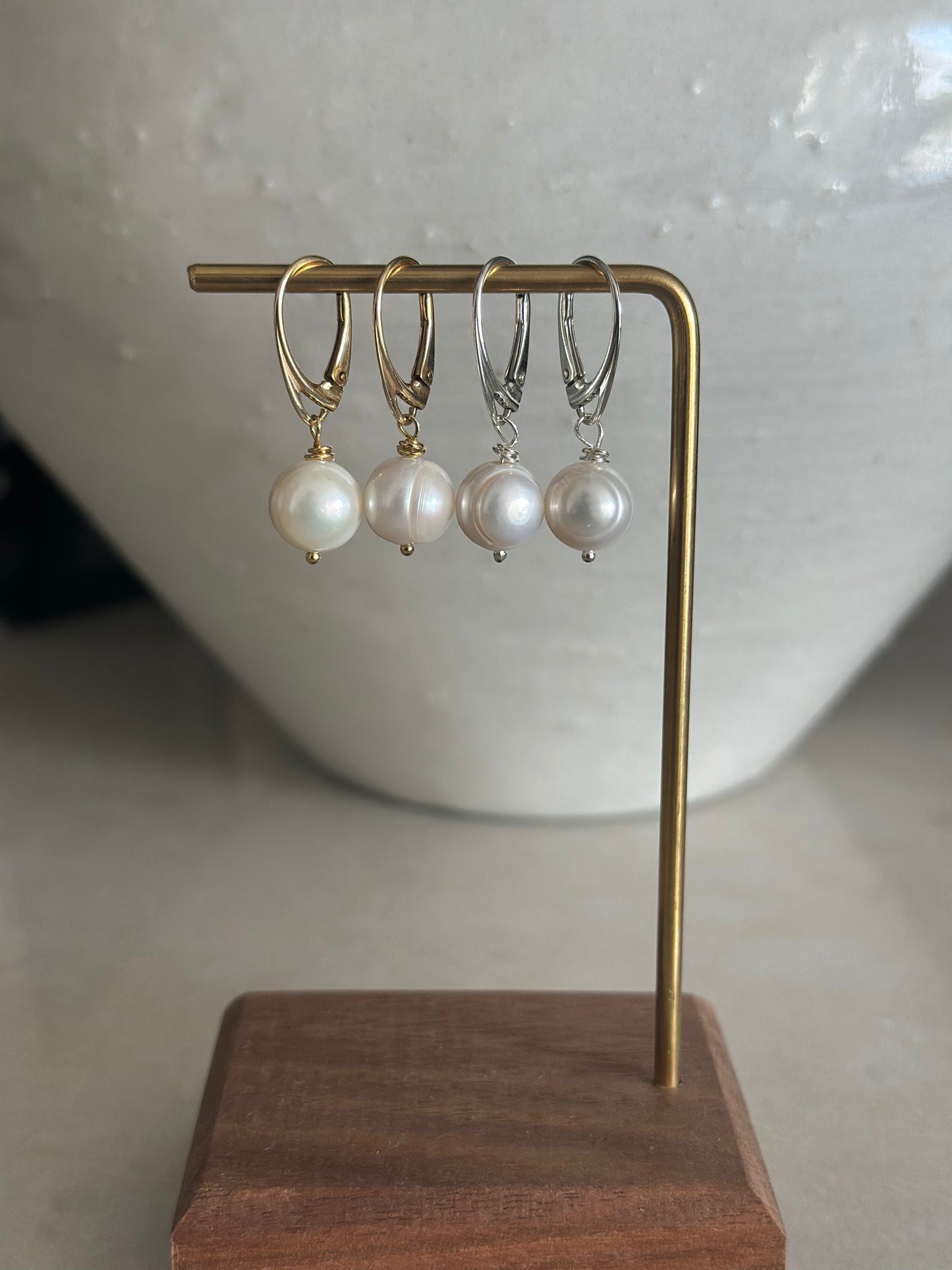 Bold Pearl Earrings (Silver)