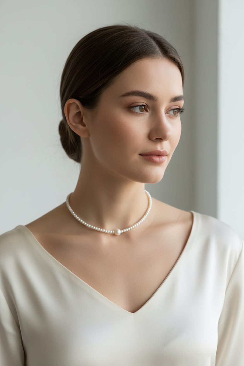 Colier perle fine pe model
