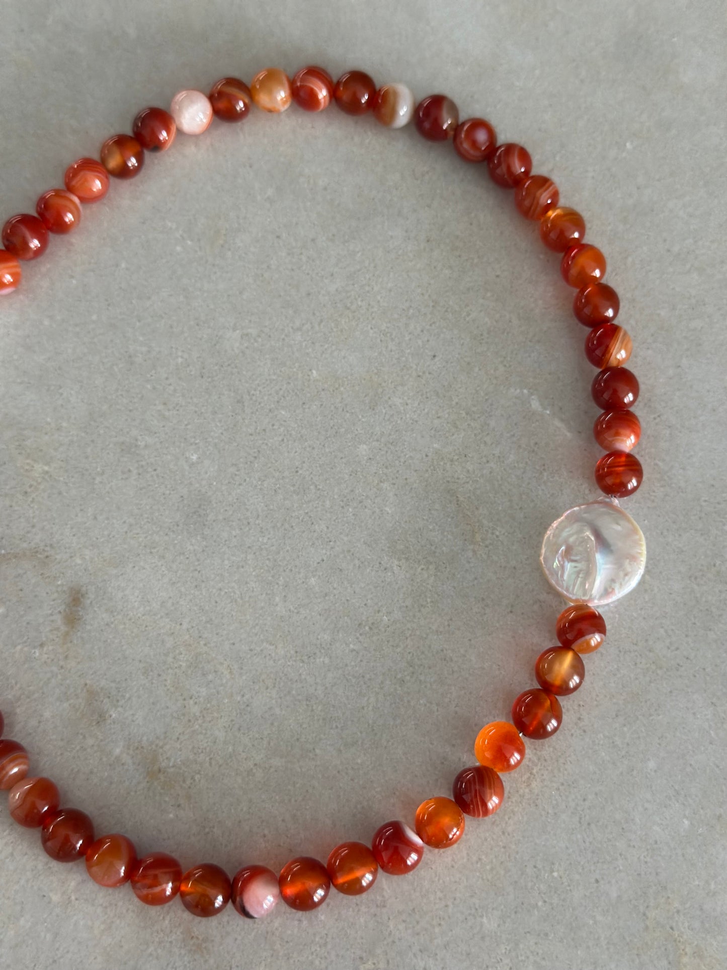 Autumn Pearl Necklace (Red)