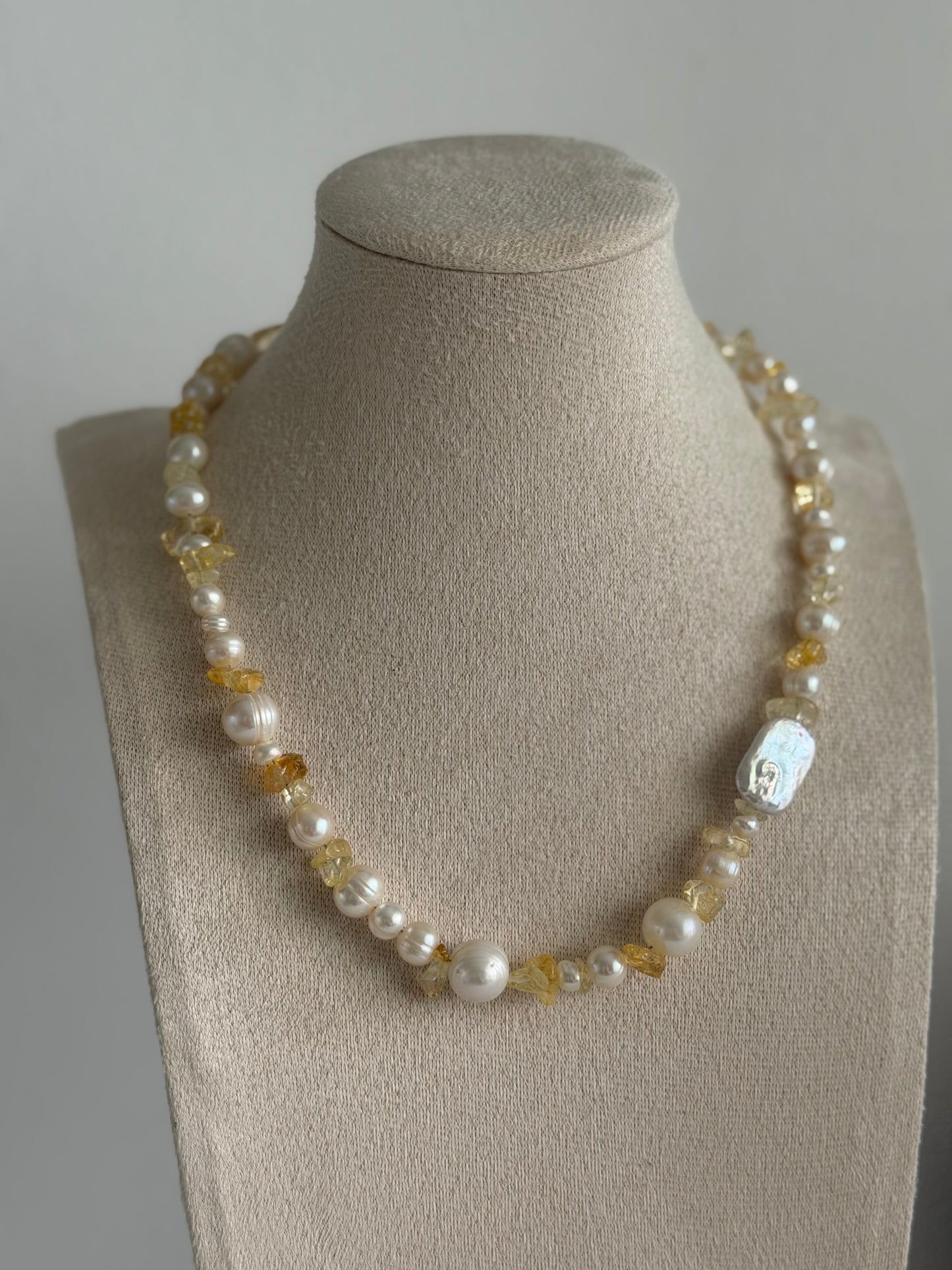 Citrine Pearl Necklace