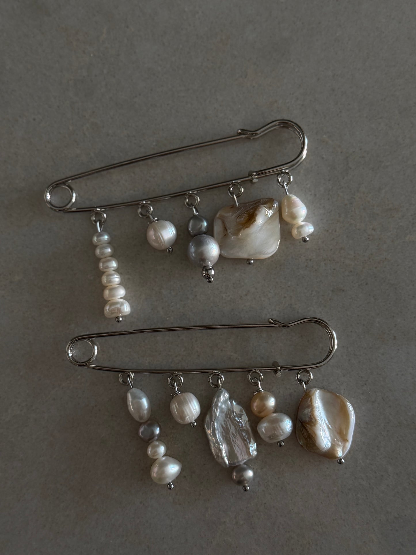 Multicharm Pearl Brooch