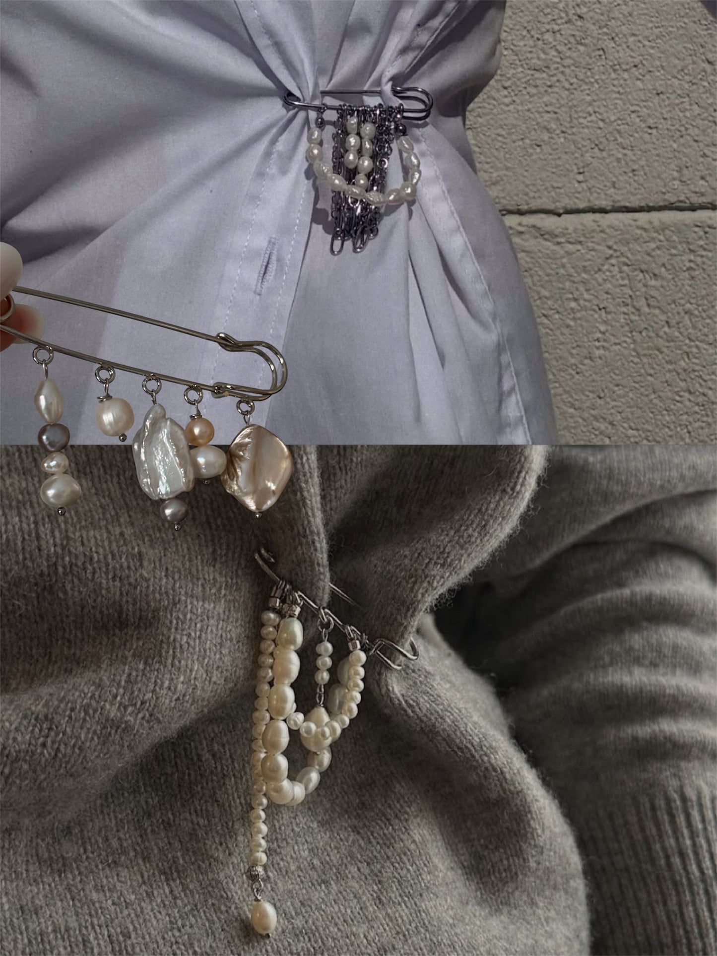 Multicharm Pearl Brooch