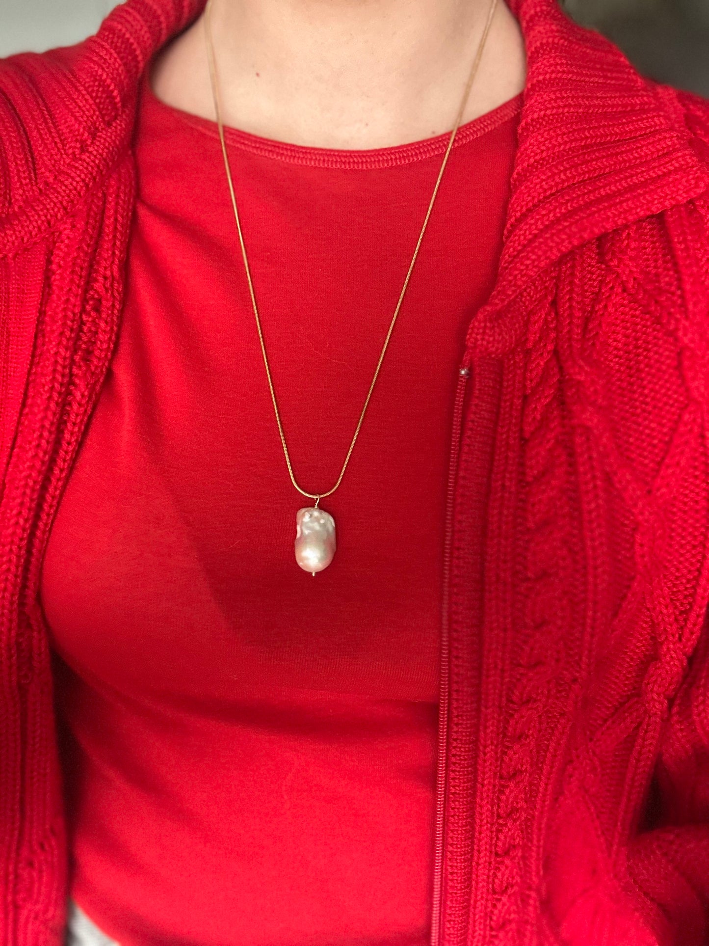 Lant snake cu perla baroc (Gold)