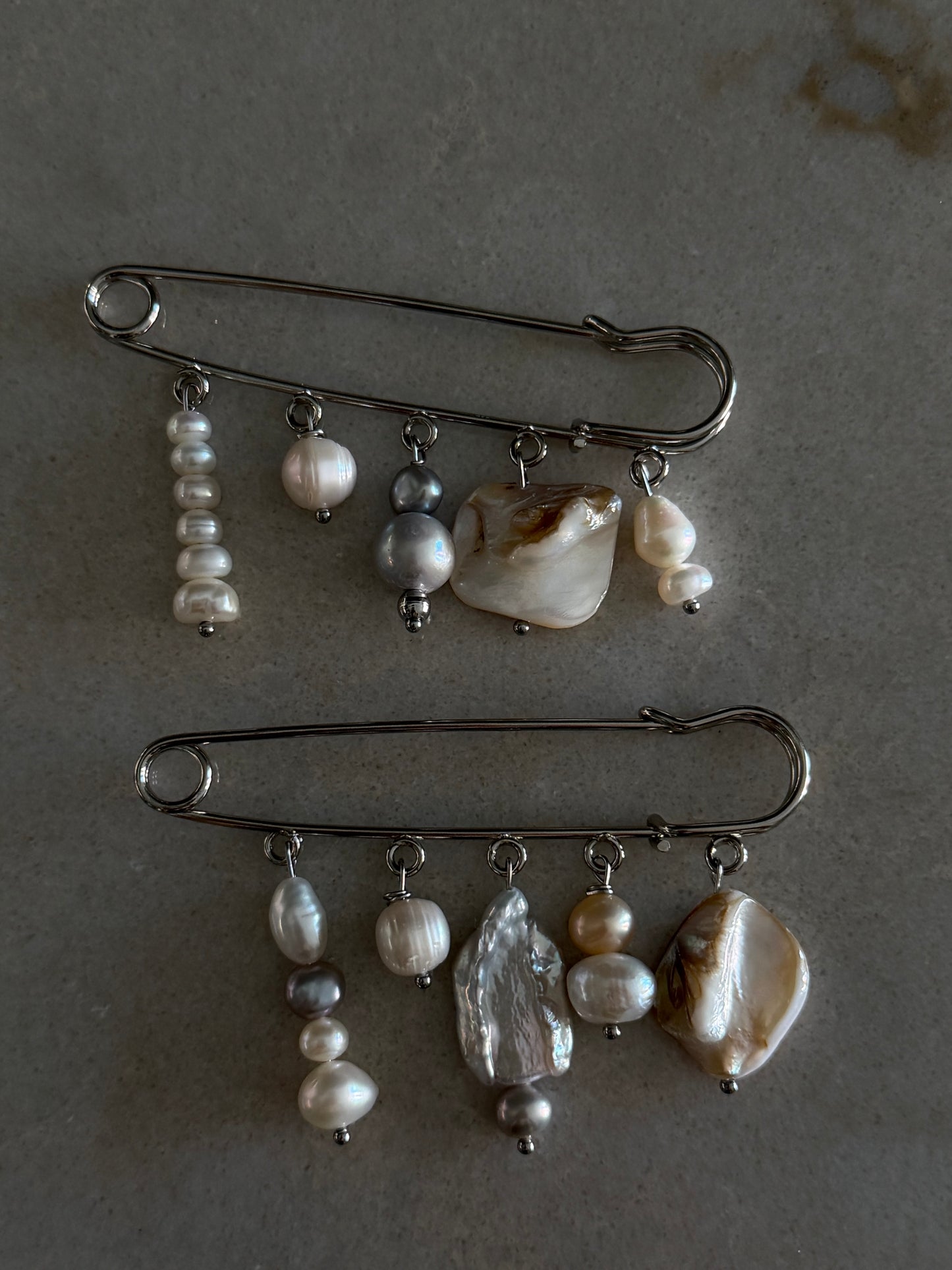 Multicharm Pearl Brooch