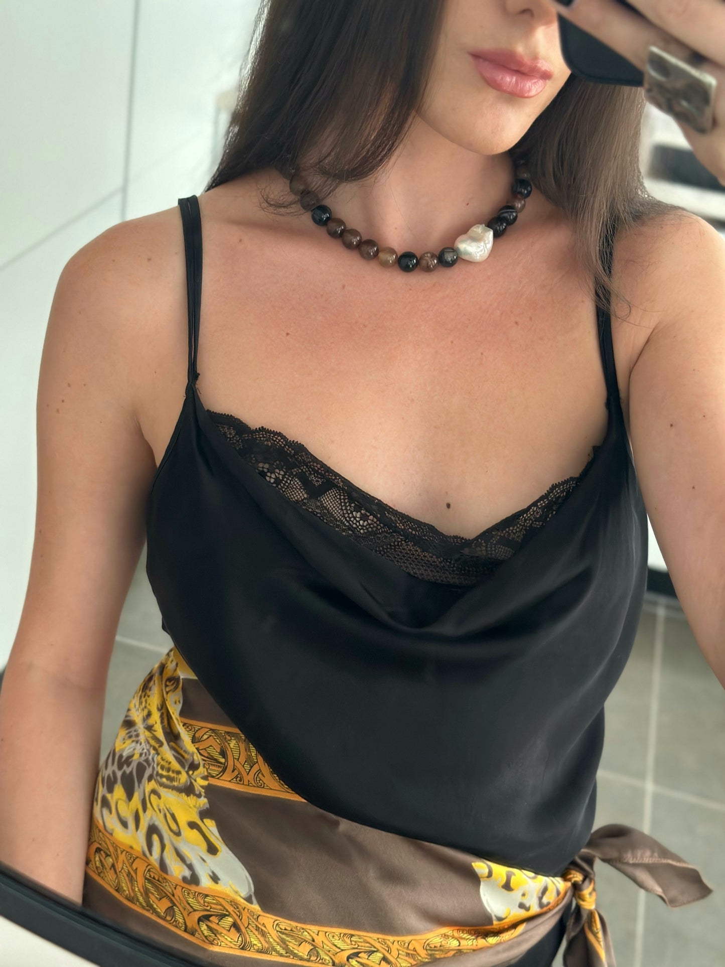 Espresso Baroque Pearl Necklace