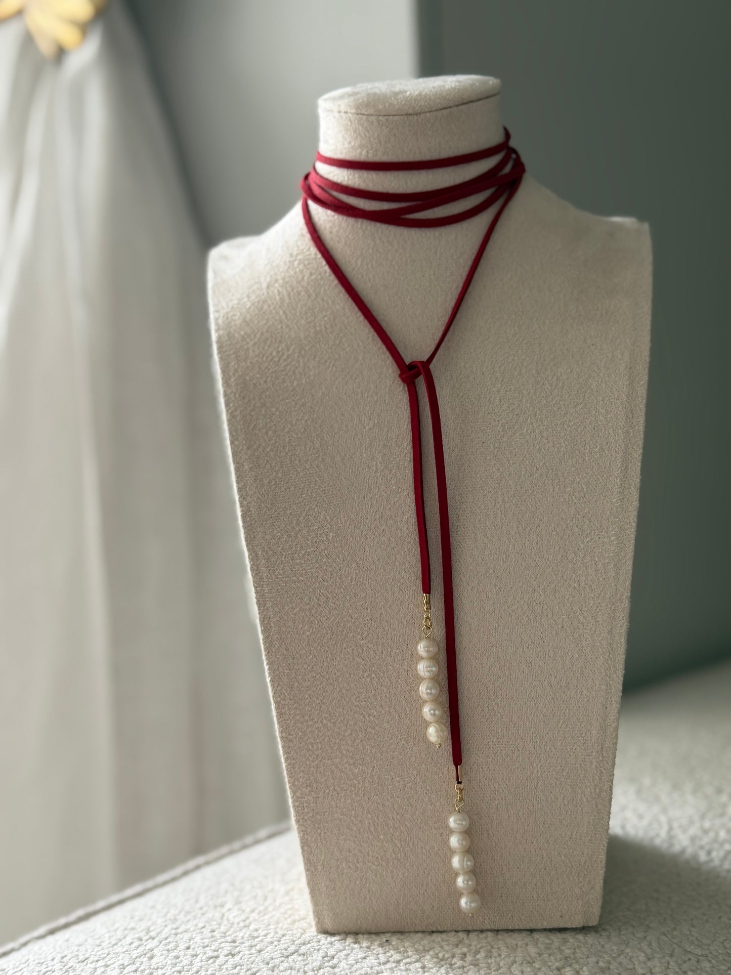 Suede Pearl Necklace