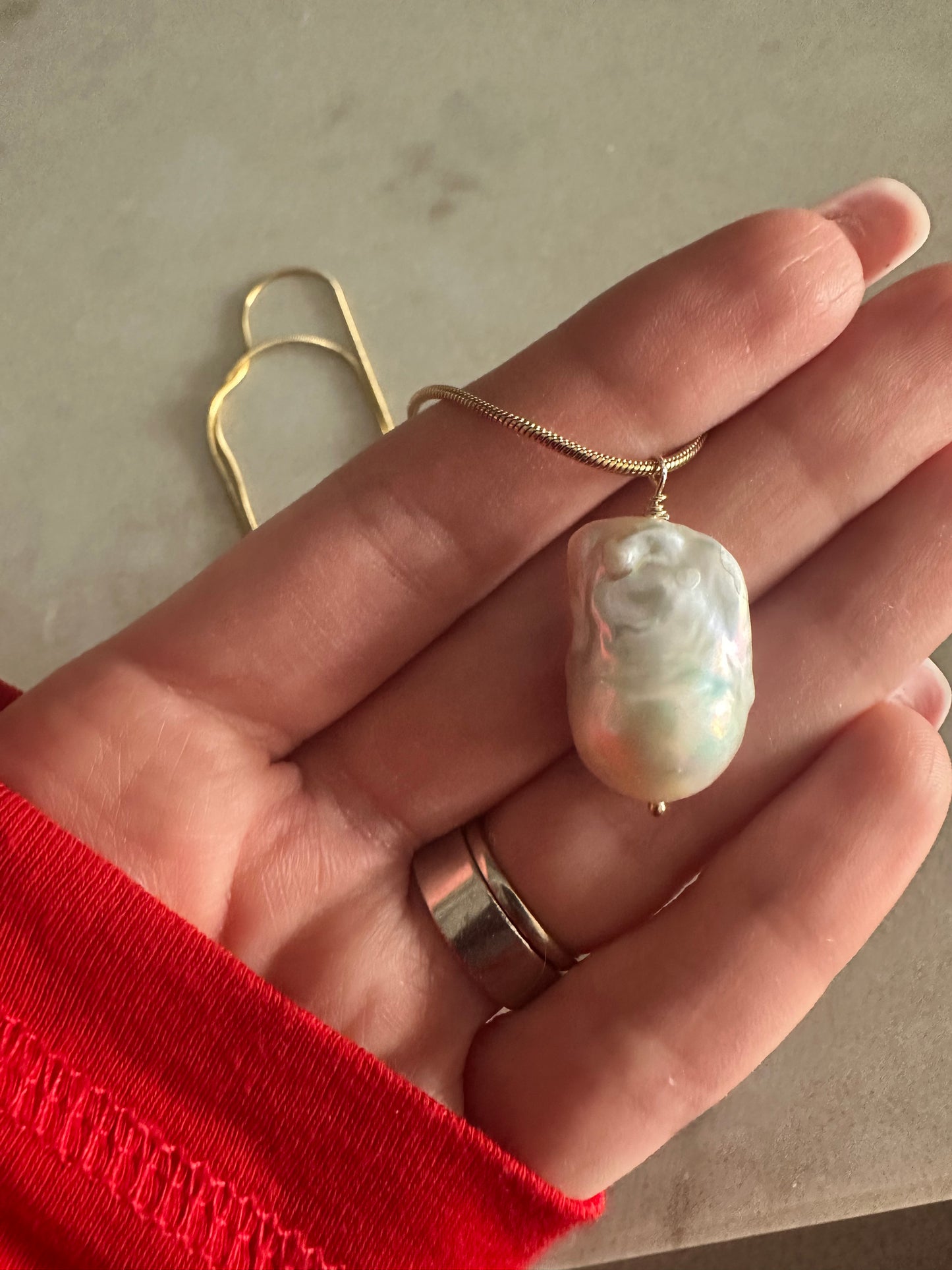 Lant snake cu perla baroc (Gold)