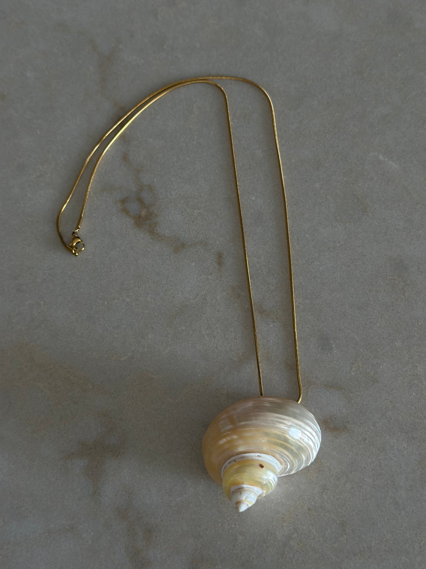 Colier cu scoica cochilie alba silver/gold