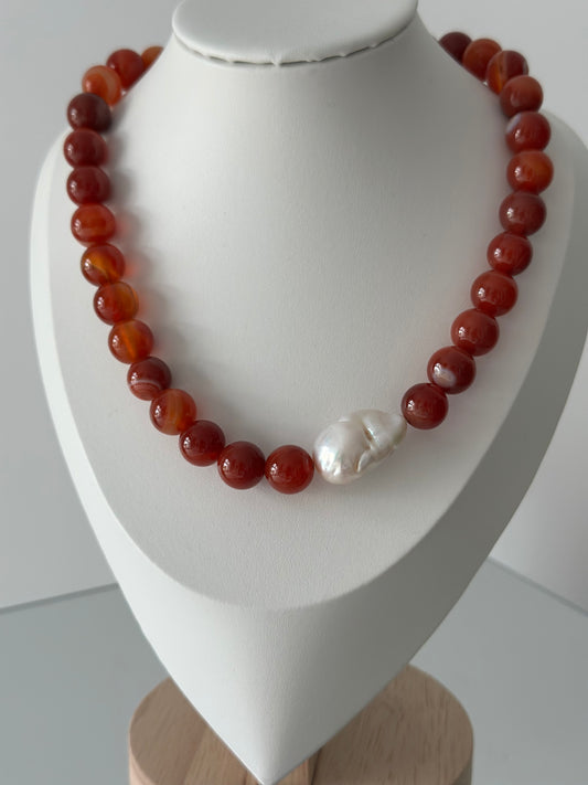 Strawberry Baroque Pearl Necklace