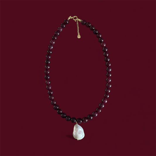 Black Cherry Baroque Pearl Necklace