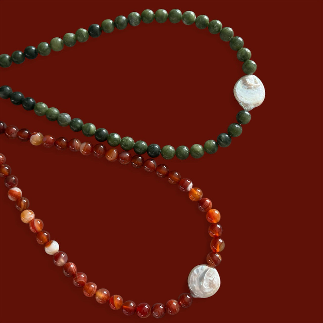 Autumn Pearl Necklace (Green)