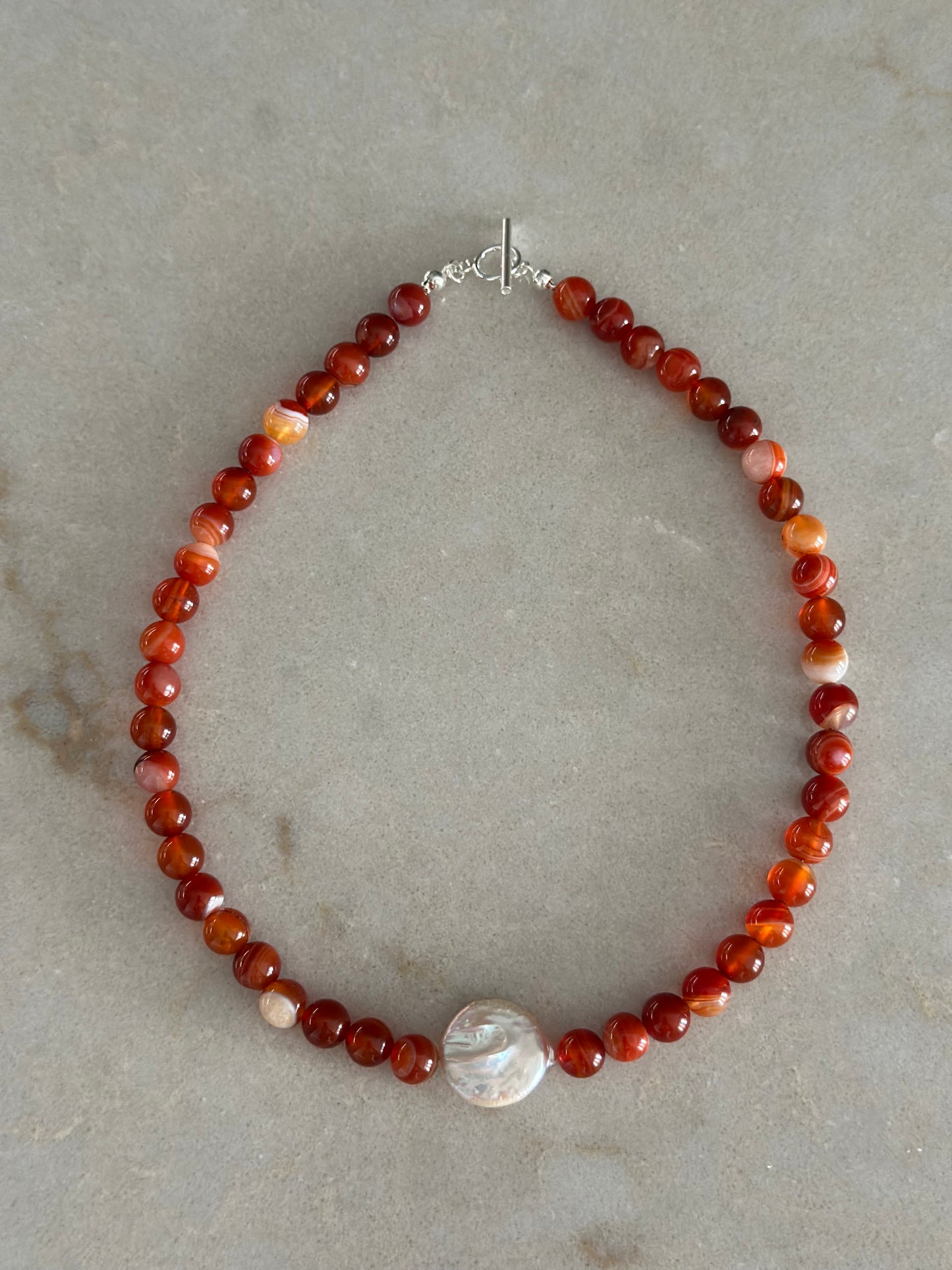 Autumn Pearl Necklace (Red)