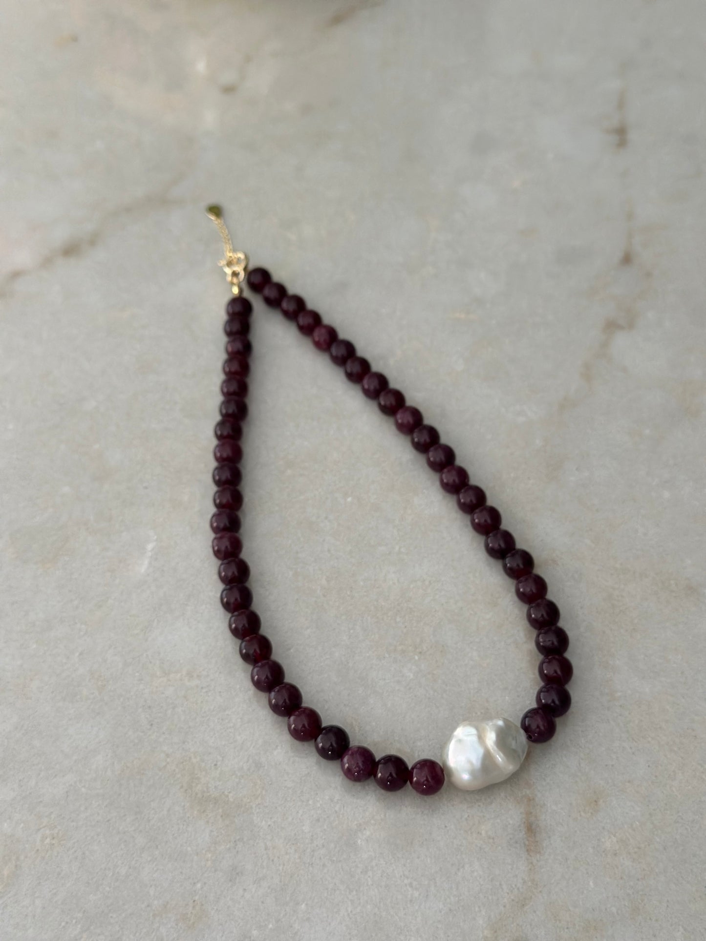 Sour Cherry Baroque Pearl Necklace
