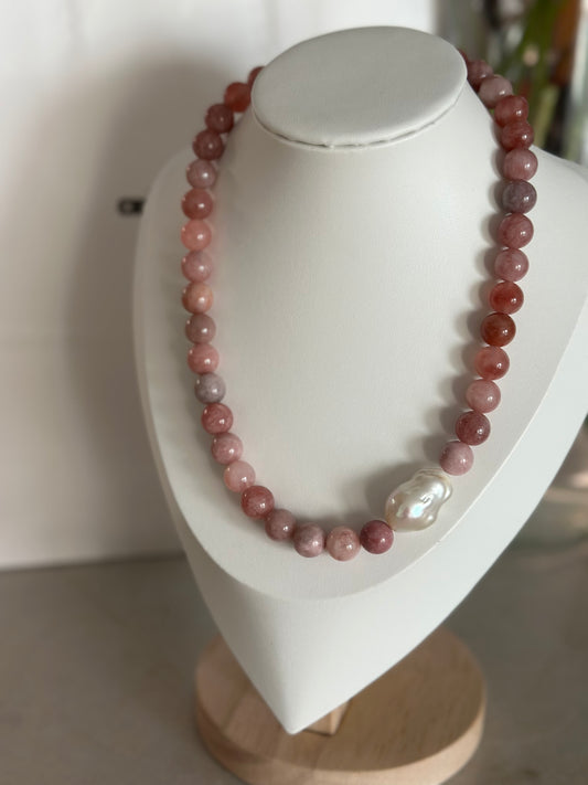 Milky Pink Baroque Pearl Necklace